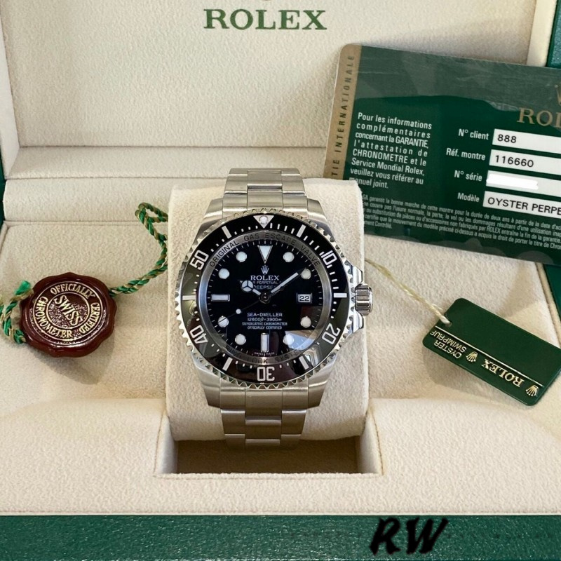 Rolex Sea-Dweller Deepsea 116660 Stainless Steel Black Dial 44MM Mens Replica Watch
