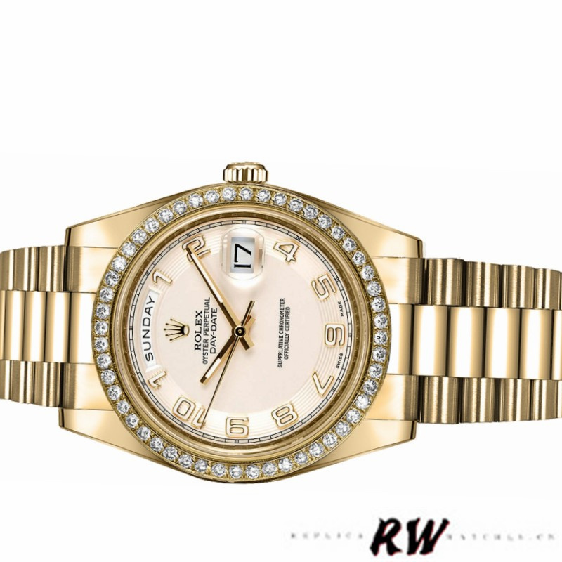 Rolex Day-Date 218348 Concentric Circle Ivory Dial 41MM Mens Replica Watch