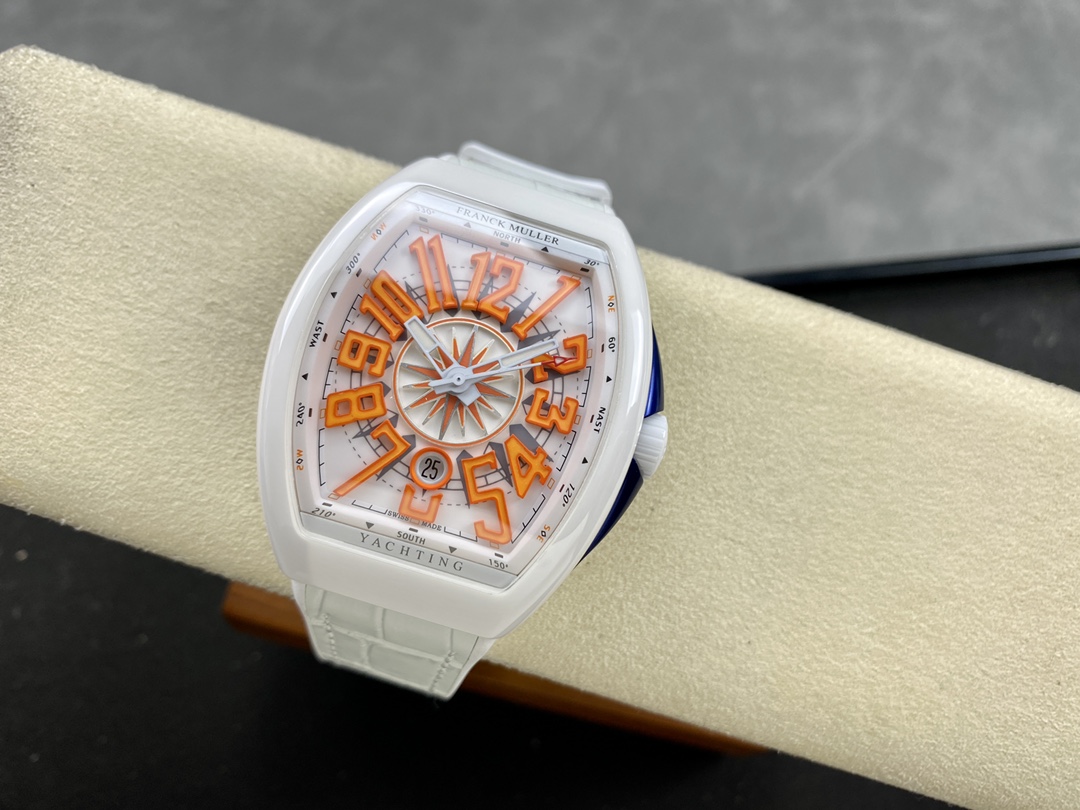 Swiss Franck Muller Framulan V45 White Ceramic Yacht Model Orange Number