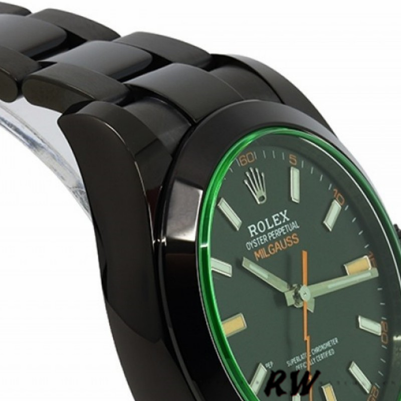 Rolex Milgauss 116400GV Green Crystal Stainless Steel/PVD Black Dial 40MM Mens Replica Watch