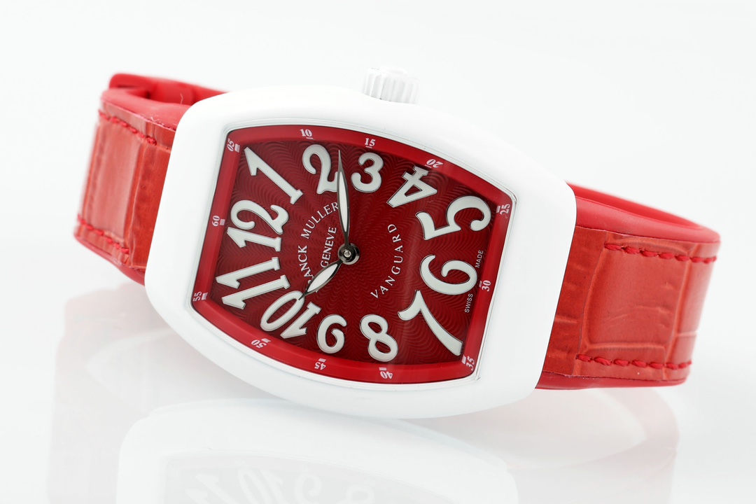 Franck Muller Women's Yacht Red Dial Leather Strap