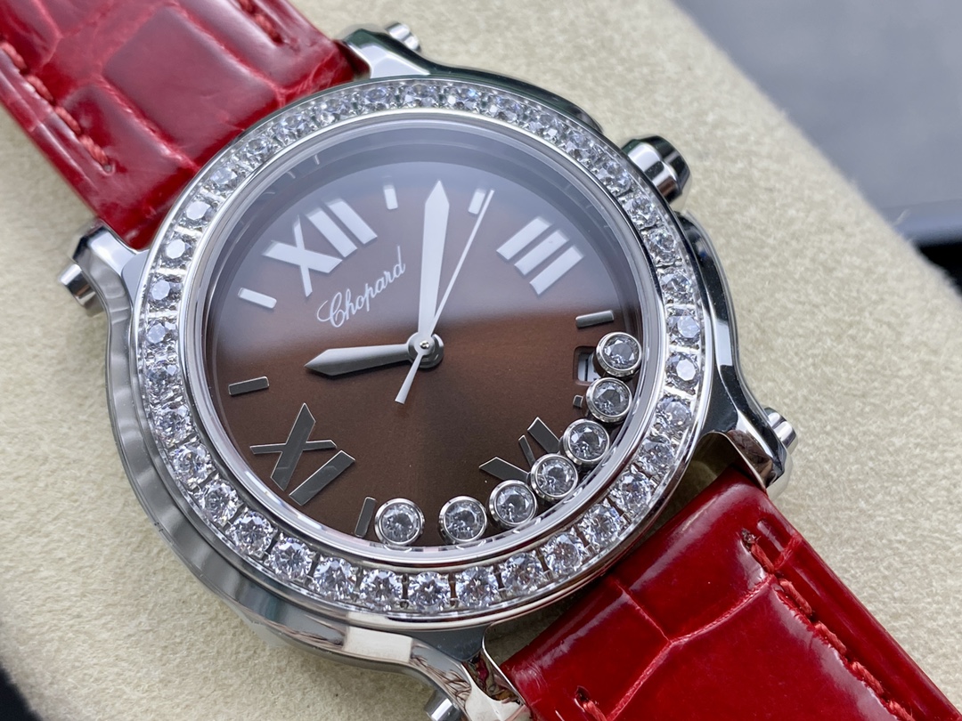 Chopard Happy Sport Diamond Bezel Brown Quartz 278475-3037