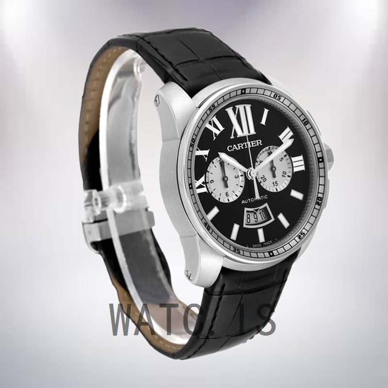 Cartier Calibre W7100060 42mm Men's Leather Strap Quartz