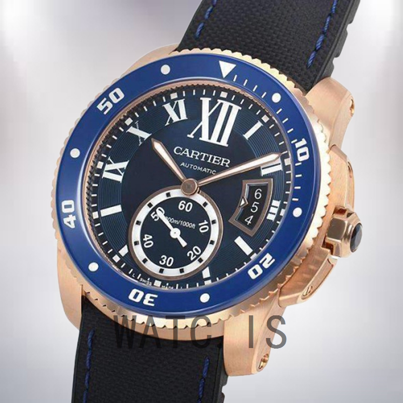 Cartier Calibre 42mm Men's WGCA0009 Rose Gold-tone Blue Dial