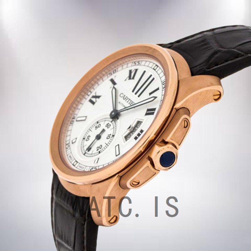 Cartier Calibre 42mm Men's W7100009 Rose Gold-tone White Dial