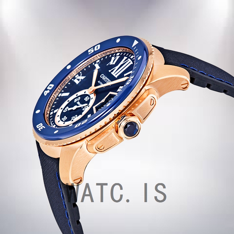 Cartier Calibre 42mm Men's WGCA0009 Rose Gold-tone Blue Dial