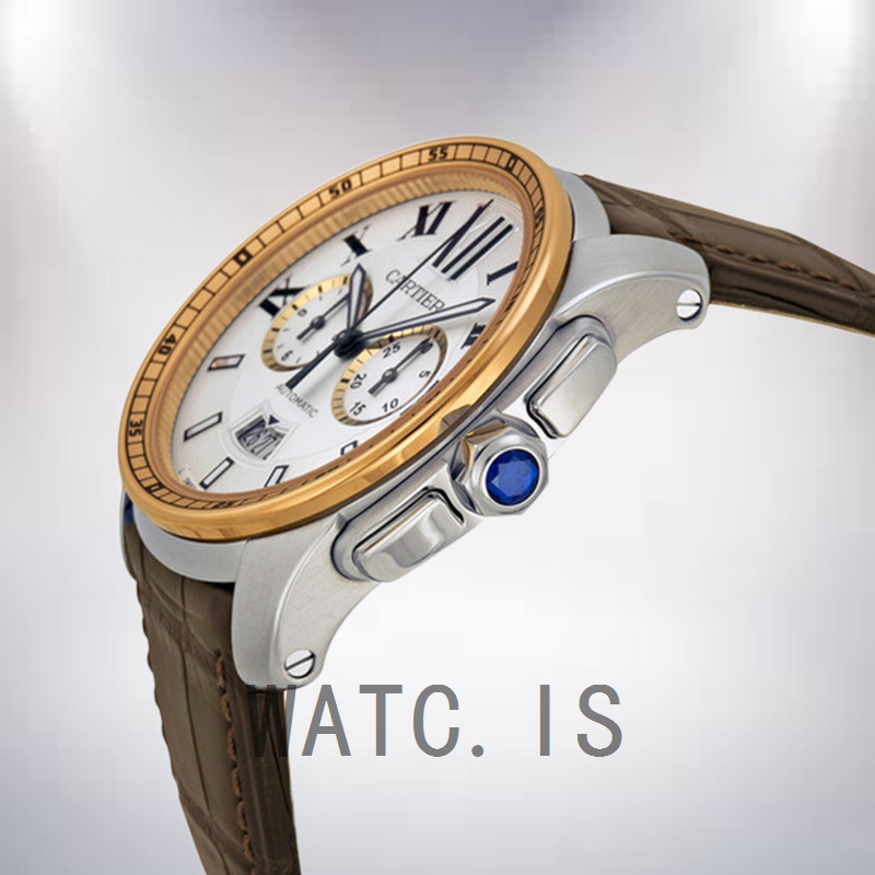 Cartier Calibre Men's 42mm W7100043 Silver-tone Leather Strap