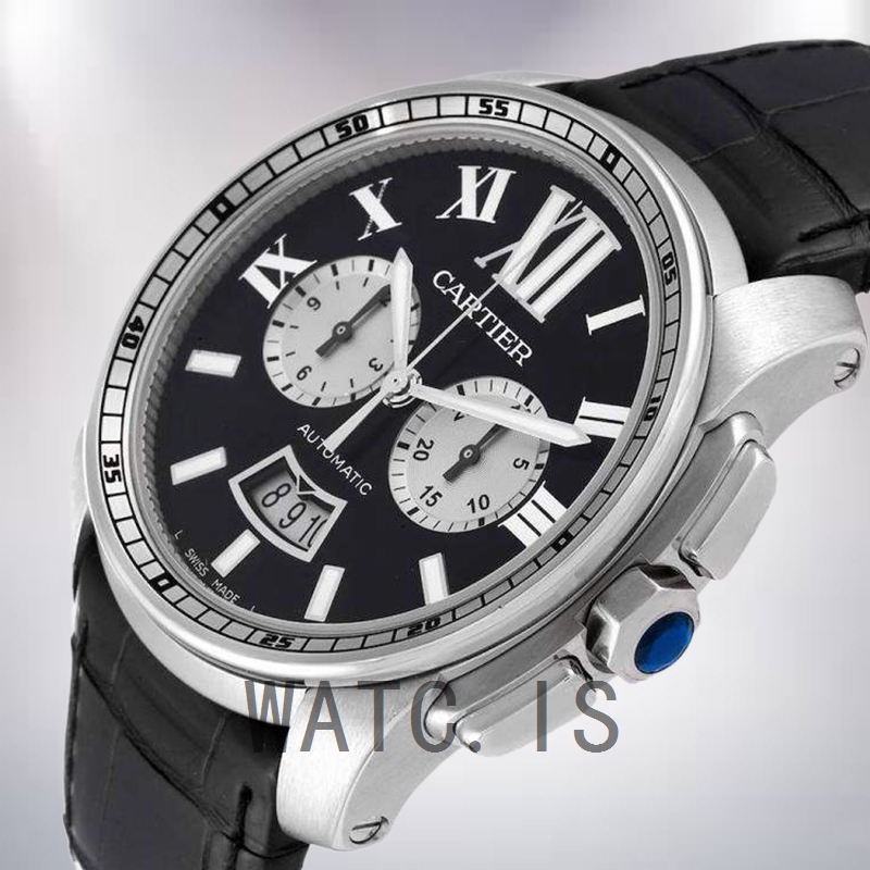 Cartier Calibre W7100060 42mm Men's Leather Strap Quartz
