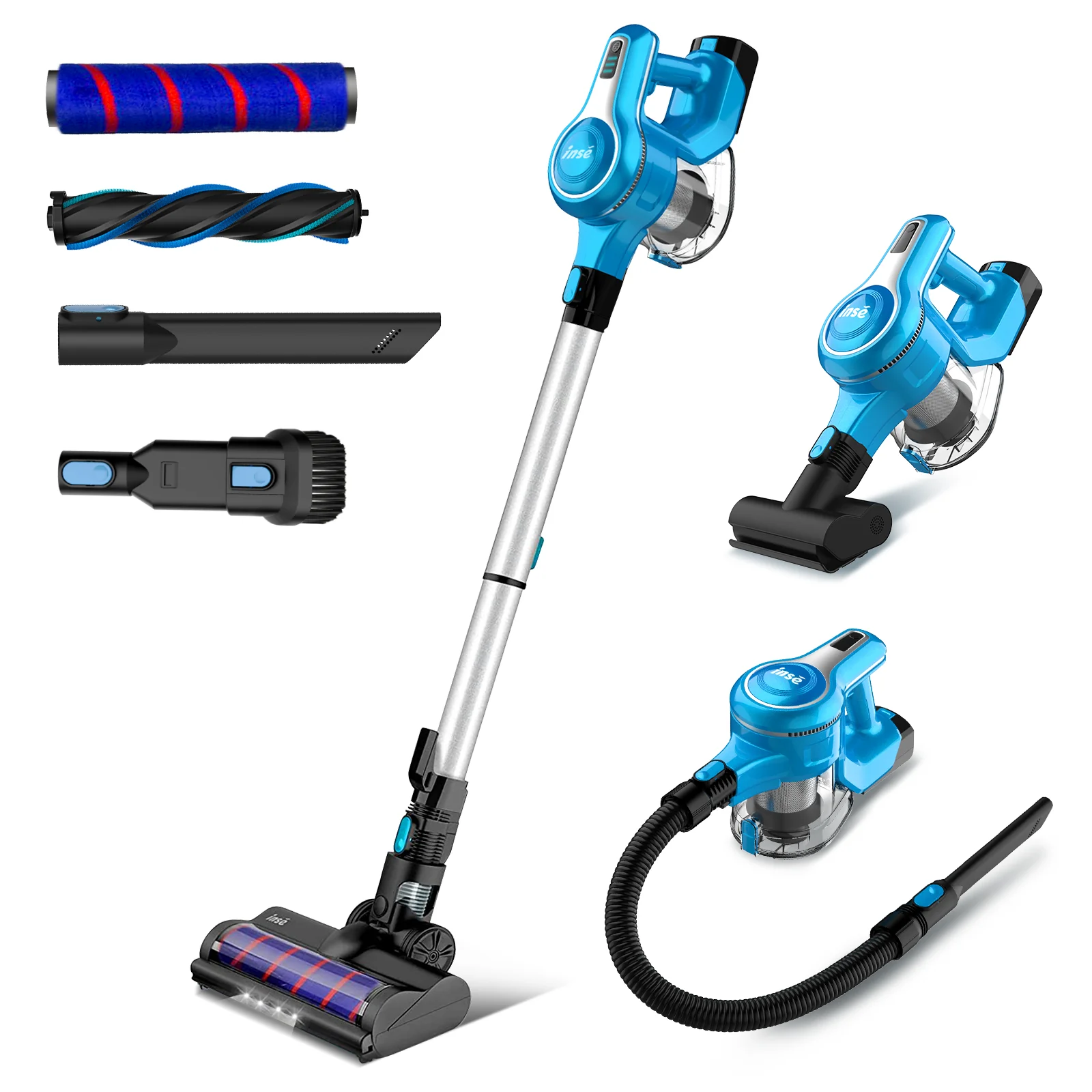 【DE Stock】INSE S6T Akku-Staubsauger -23Kpa Saugleistung für Teppich&Tierhaare | Blau