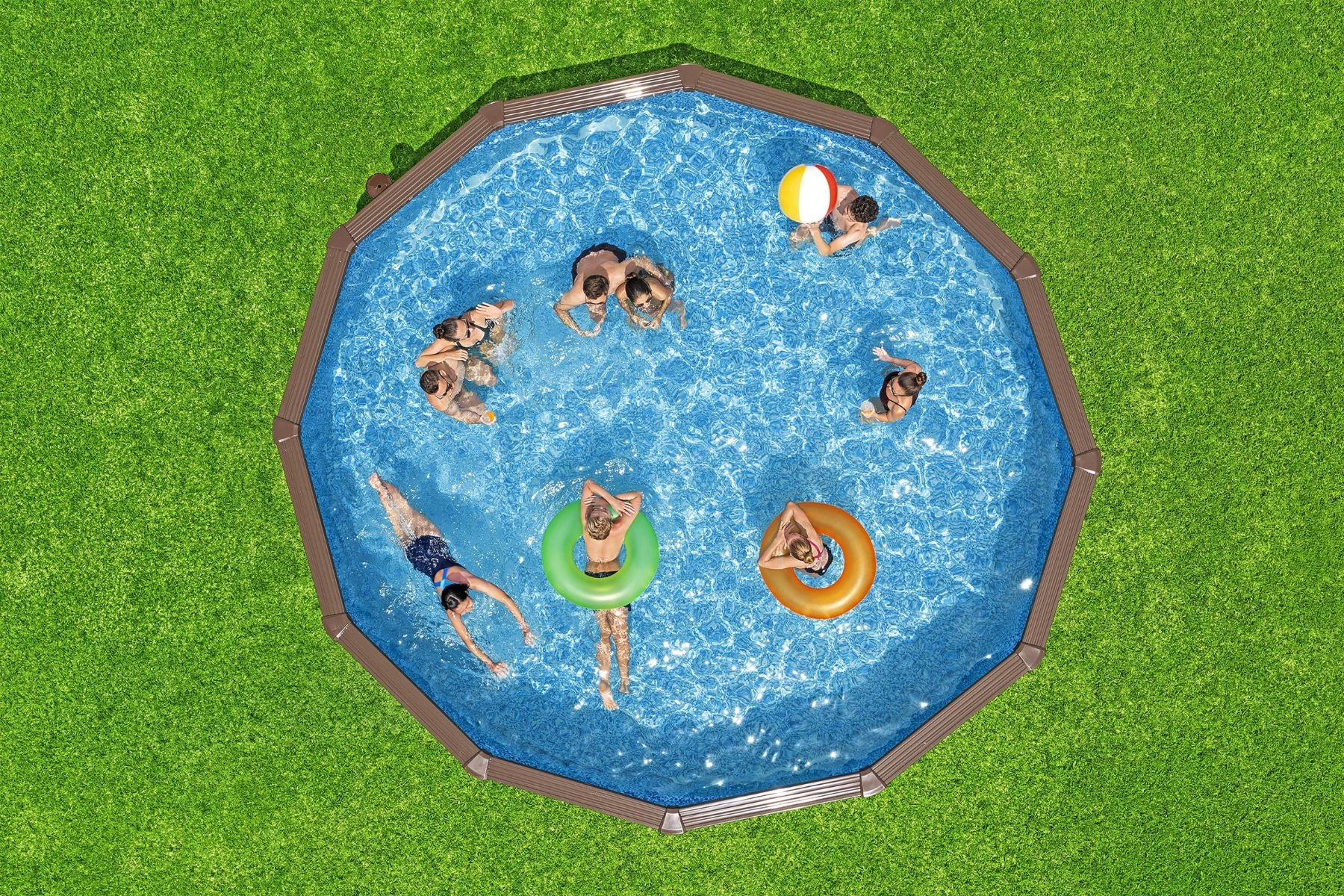 2025 18 Fuß x 52 Zoll Holzoptik Rund Hydrium Stahl Pool-Set für den Aufstellpool