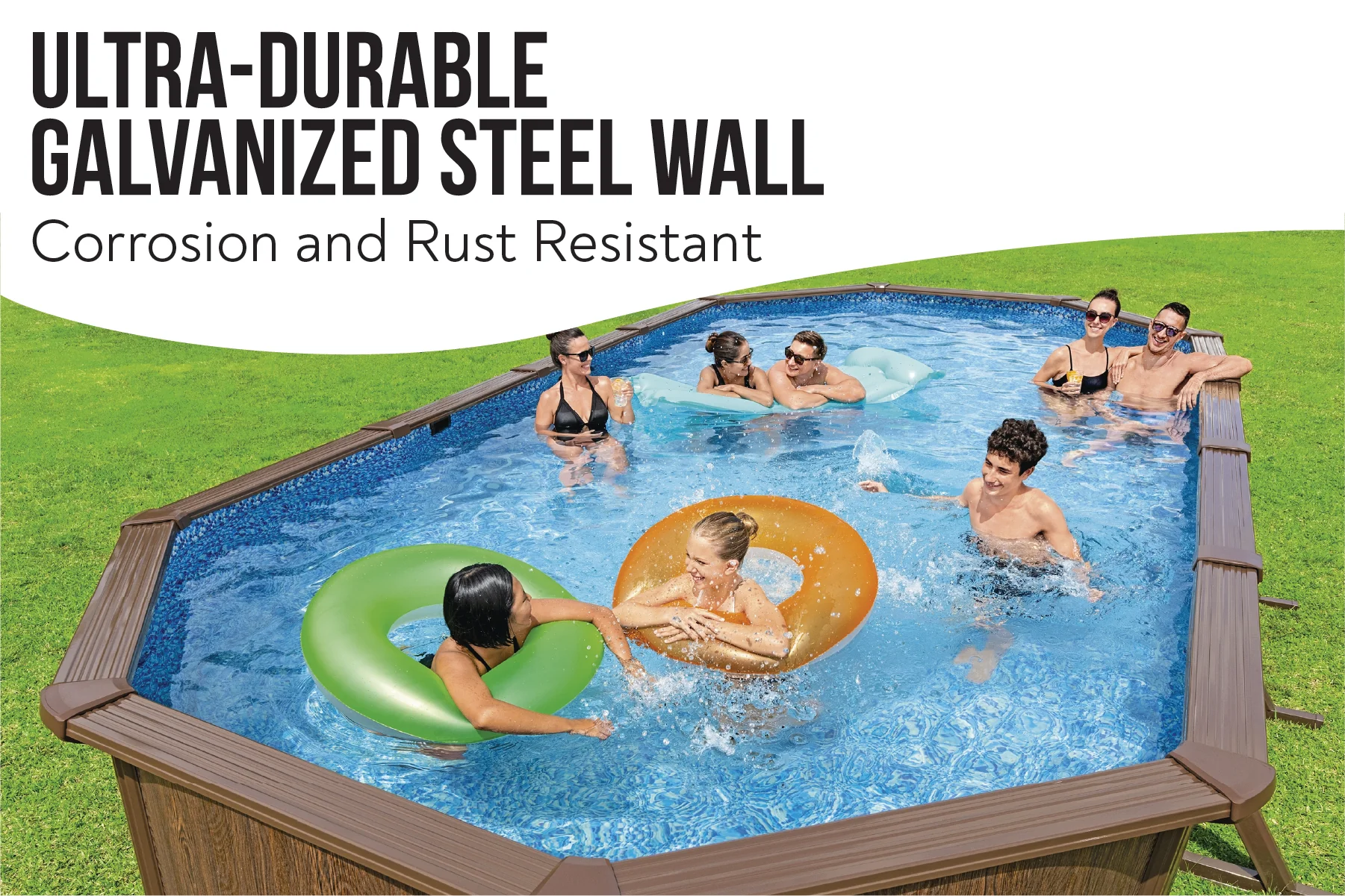 2025 24 Fuß x 52 Zoll Holzoptik Oval Hydrium Stahl Pool-Set für den Aufstellpool