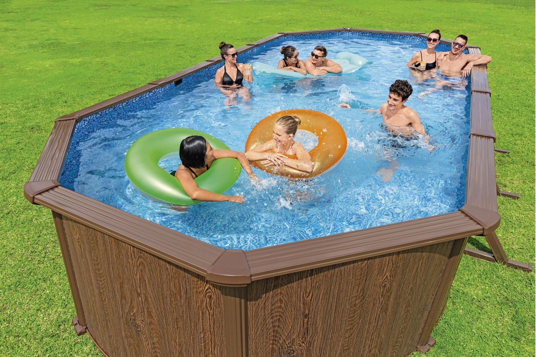 2025 24 Fuß x 52 Zoll Holzoptik Oval Hydrium Stahl Pool-Set für den Aufstellpool