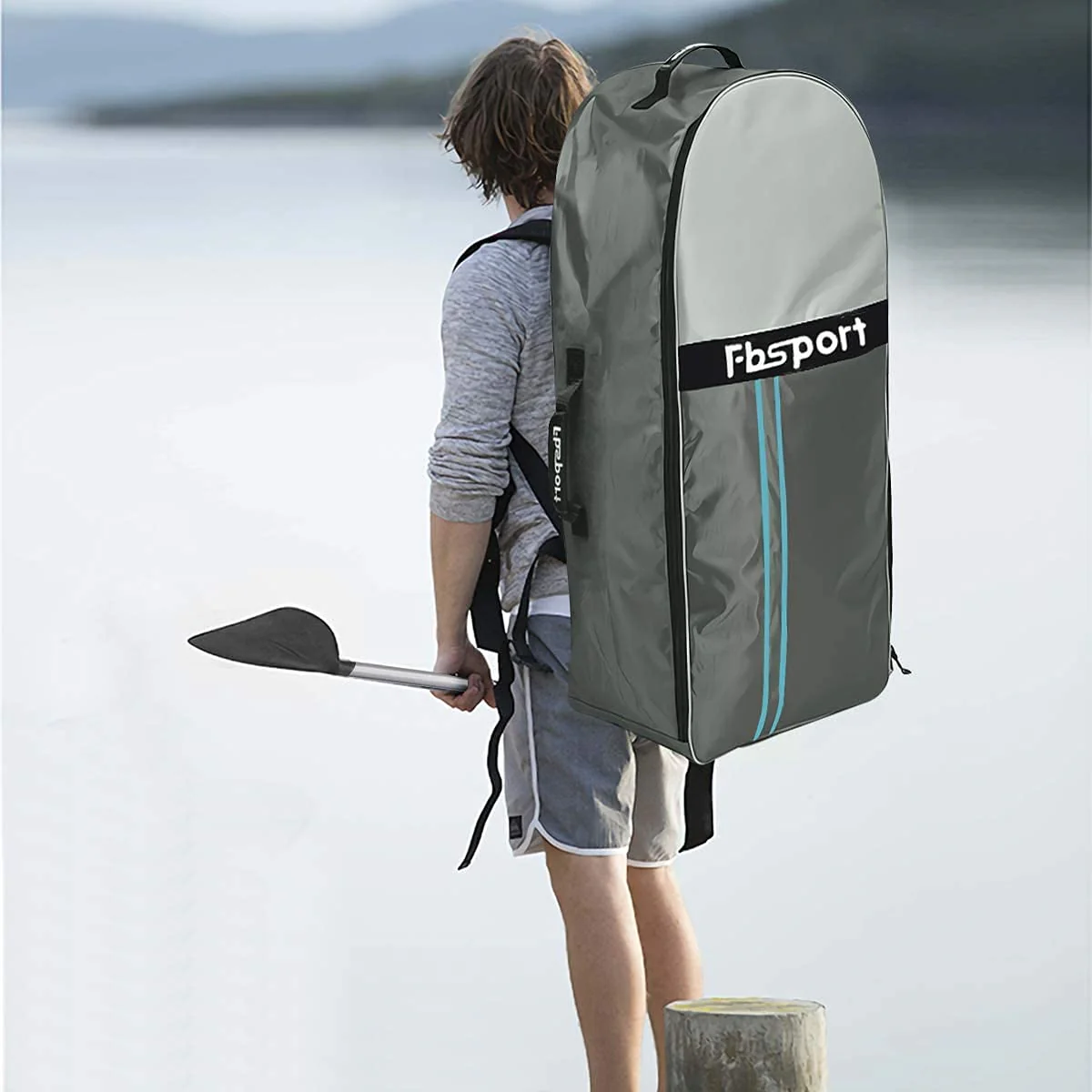 FBSPORT Aufblasbares SUP Board, Stand Up Paddling Board, Aufblasbare Stand Up Paddle Board für Stand-Up Paddling 15CM Dick, Surfbrett Kit mit Verstellbares Aluminium SUP Paddel+Pumpe(Green)