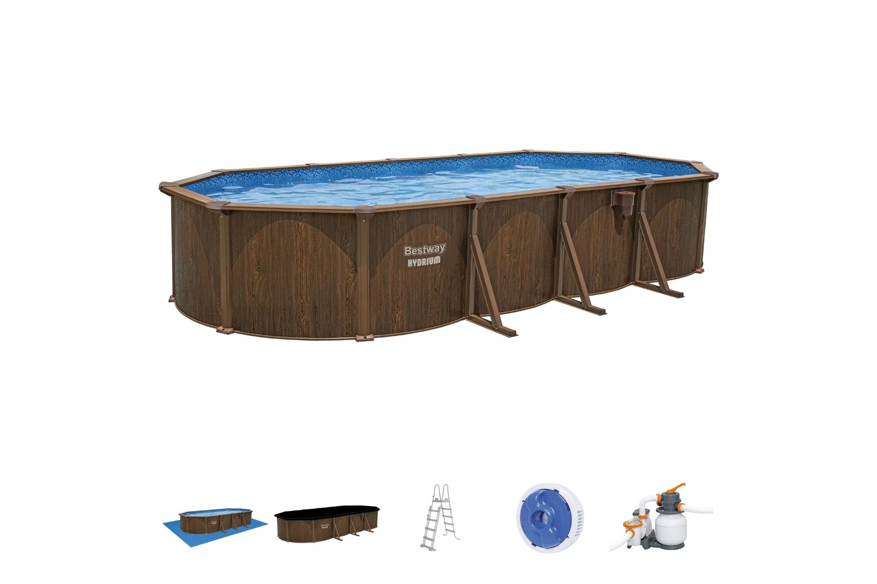 2025 24 Fuß x 52 Zoll Holzoptik Oval Hydrium Stahl Pool-Set für den Aufstellpool