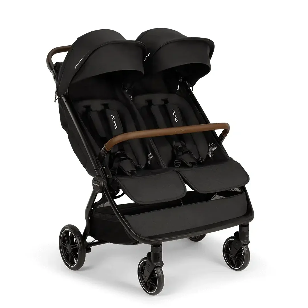 2025 Nuna TRVL dubl Geschwisterwagen – Caviar | Leichter Doppelkinderwagen ab Geburt, kompatibel mit PIPA™ Babyschalen