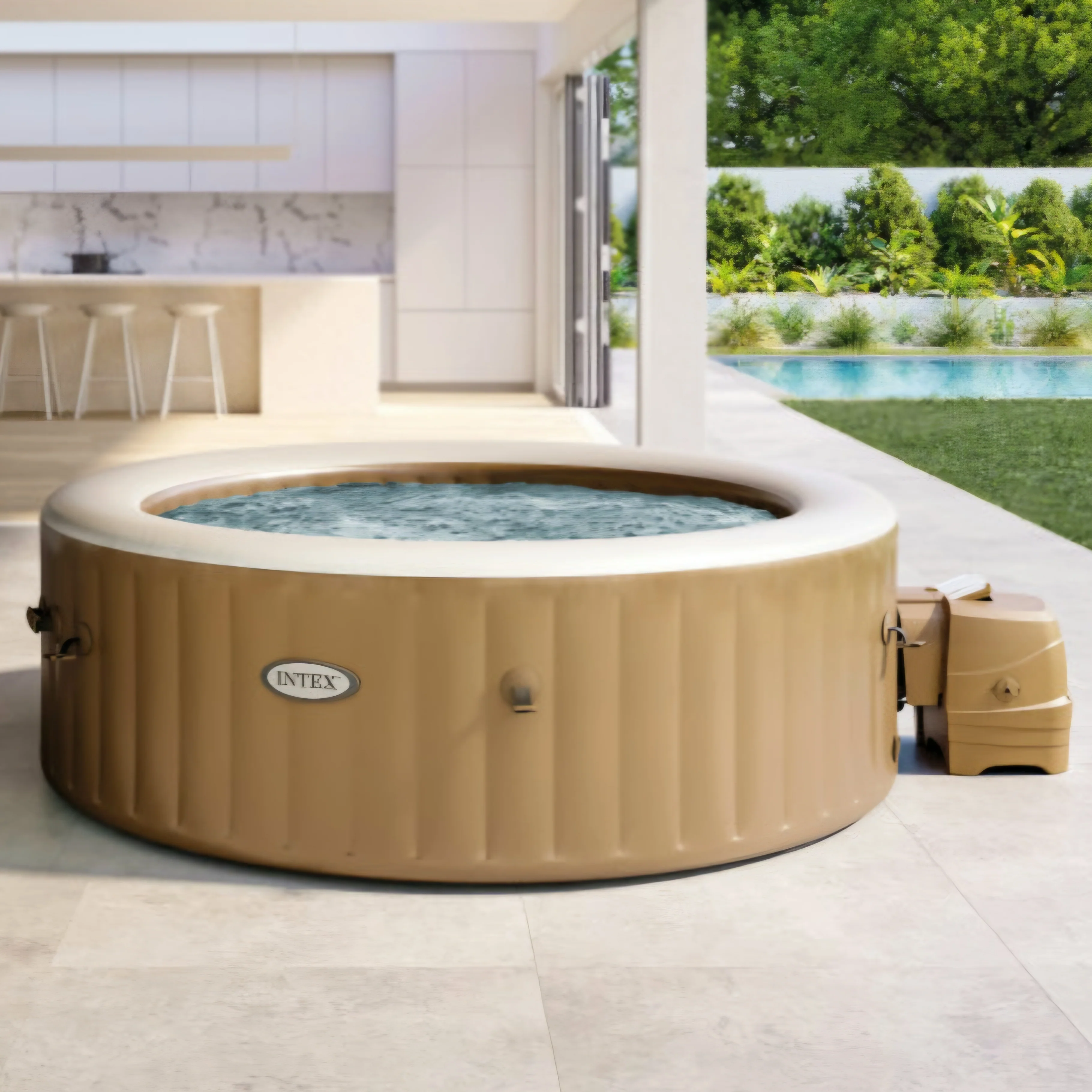 2025 Intex PureSpa Bubble Massage 120-Düsen Aufblasbarer Whirlpool Spa-Set
