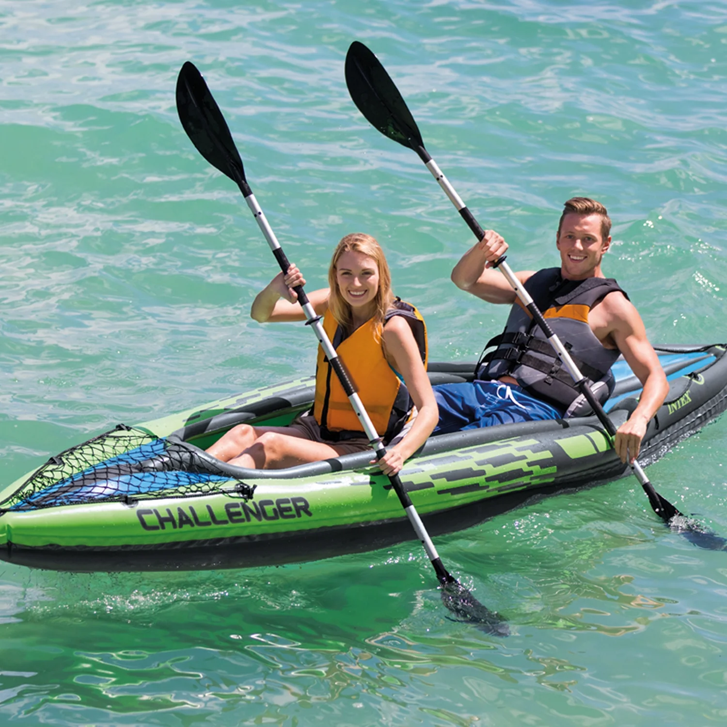 2025 Aufblasbares Kajak Intex Challenger K2 mit Paddeln und Handpumpe