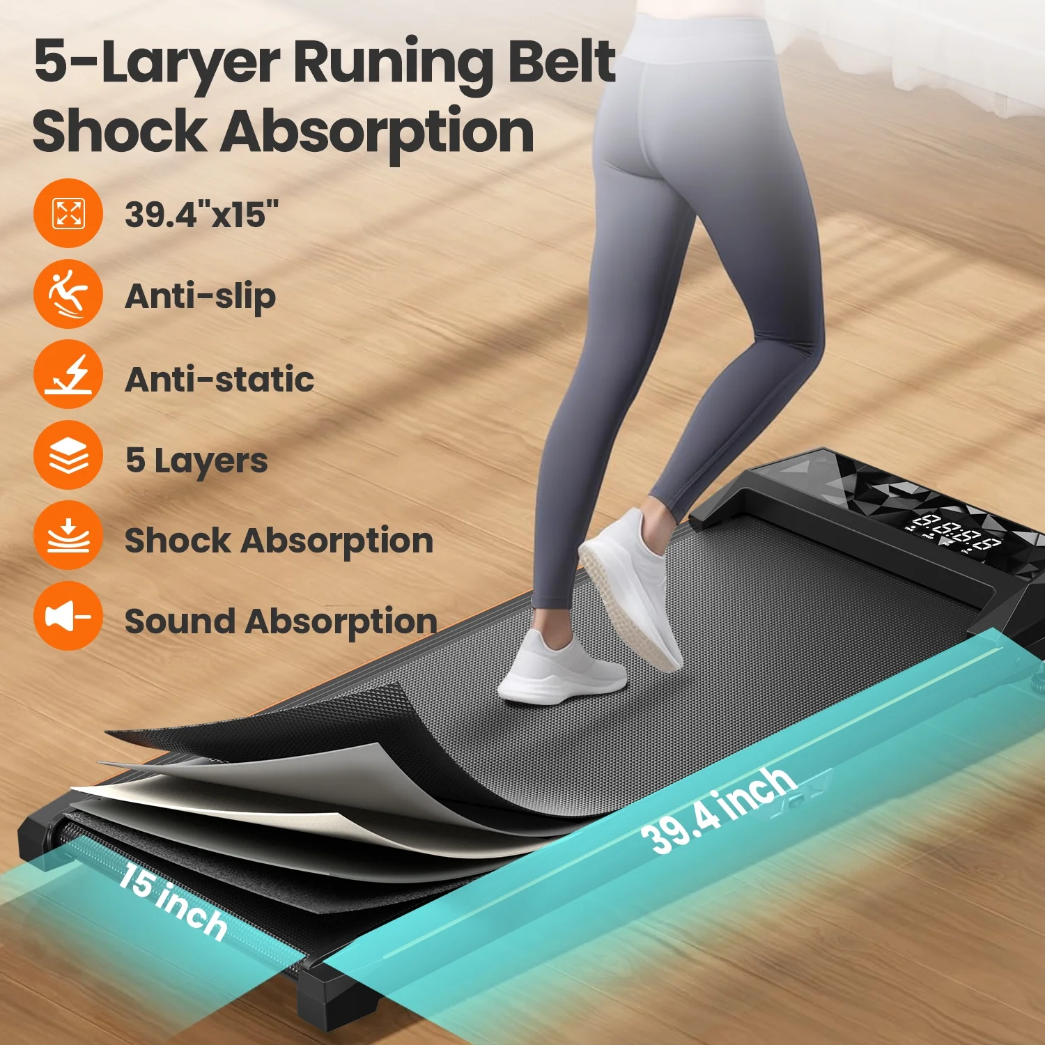 2025 CoolHut Laufpad, Laufband unter dem Schreibtisch, 4-in-1 Laufband für Zuhause und Büro, keine Installation erforderlich, geräuscharm, LED-Anzeige, Tragfähigkeit 265 lb, mit Fernbedienung
