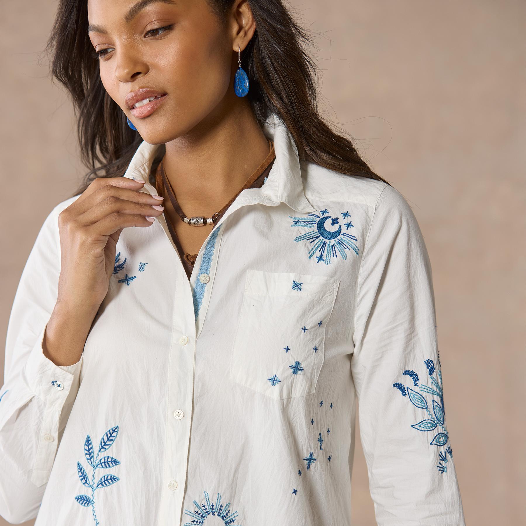 Karina Embroidered Shirt, Petite