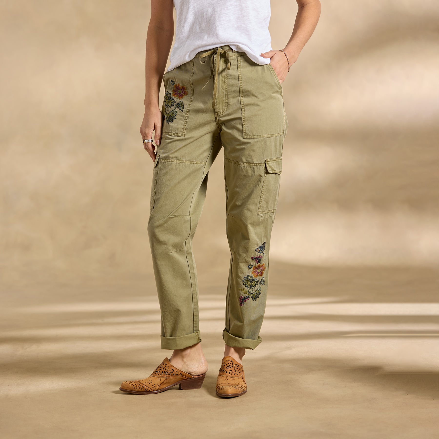 Starling Embroidered Pants, Petite | Sundance Outlet