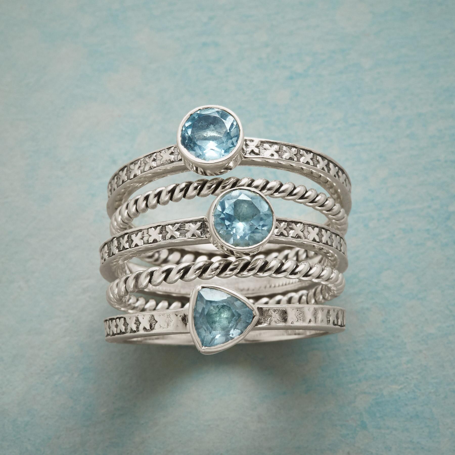 Topaz Twist Rings, Set Of 5 | Sundance Outlet