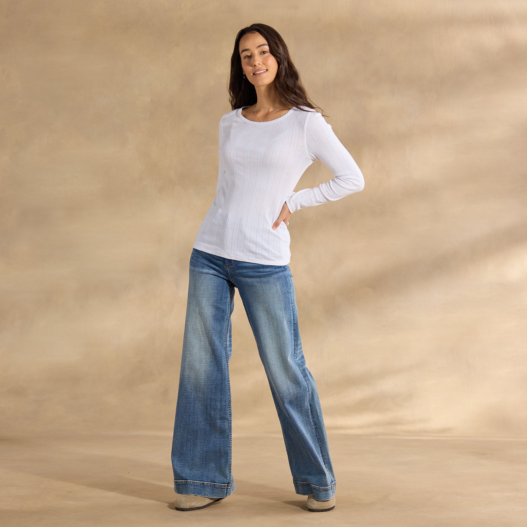 Perfect Pointelle Crewneck, Petite