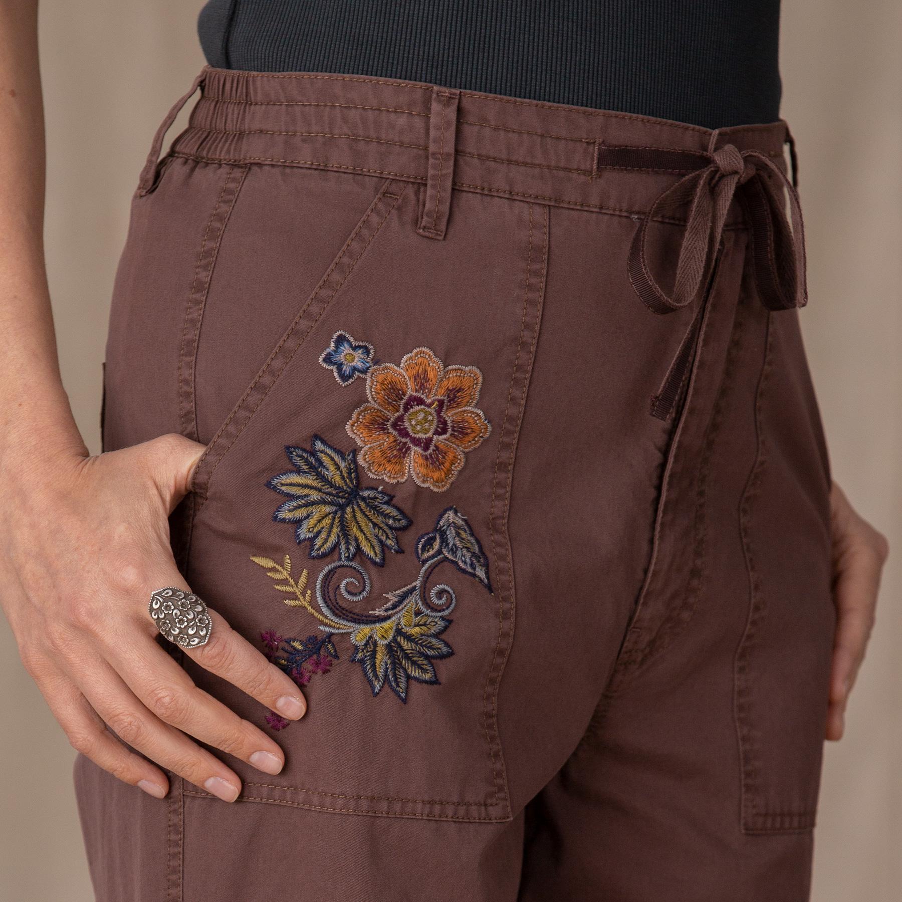Natalia Embroidered Pants, Petite