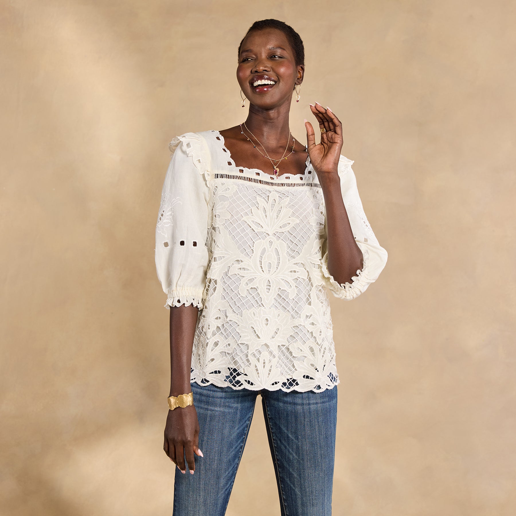Altai Gatherings Eyelet Top