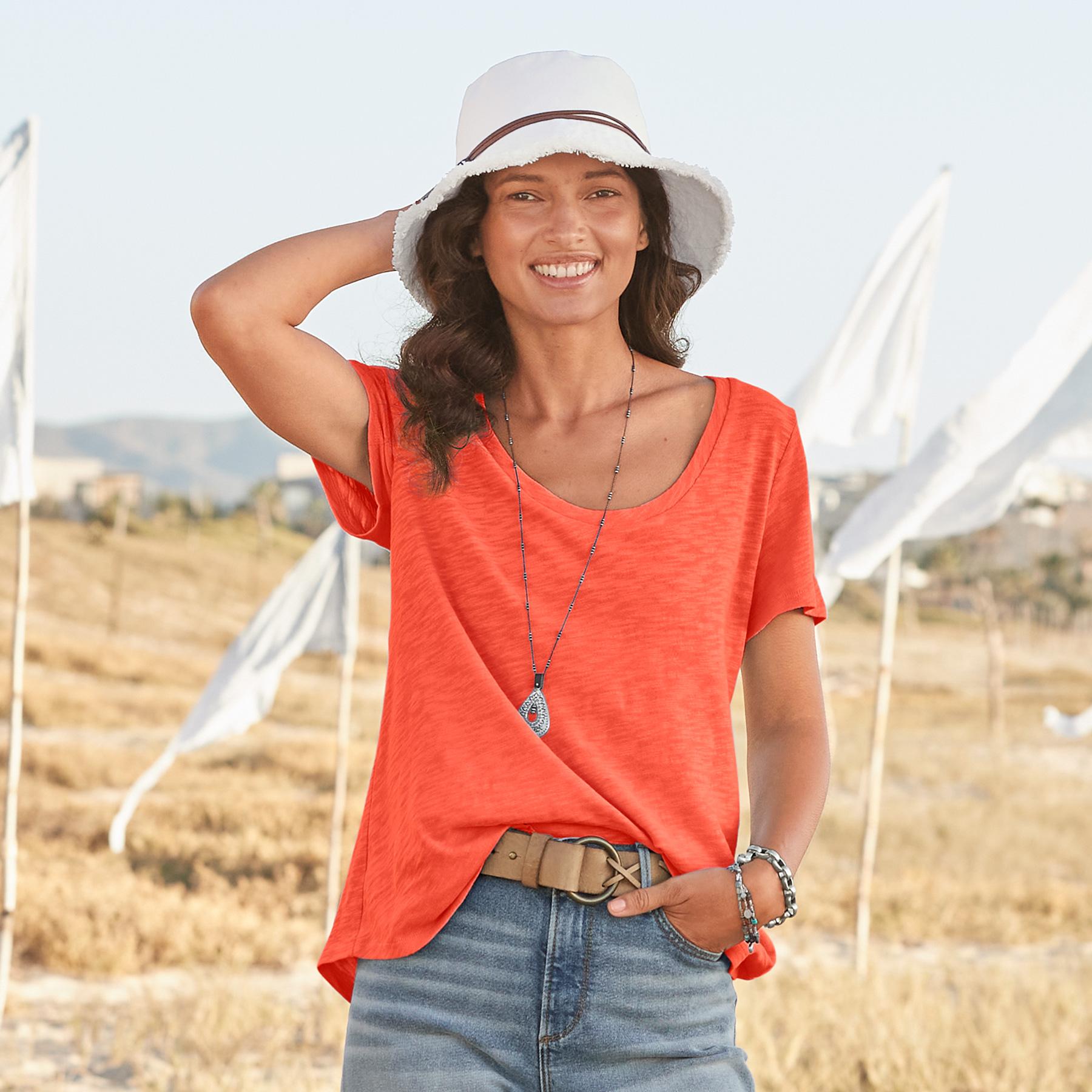 Ultimate Airy Slub Scoopneck Tee, Petite | Sundance Outlet