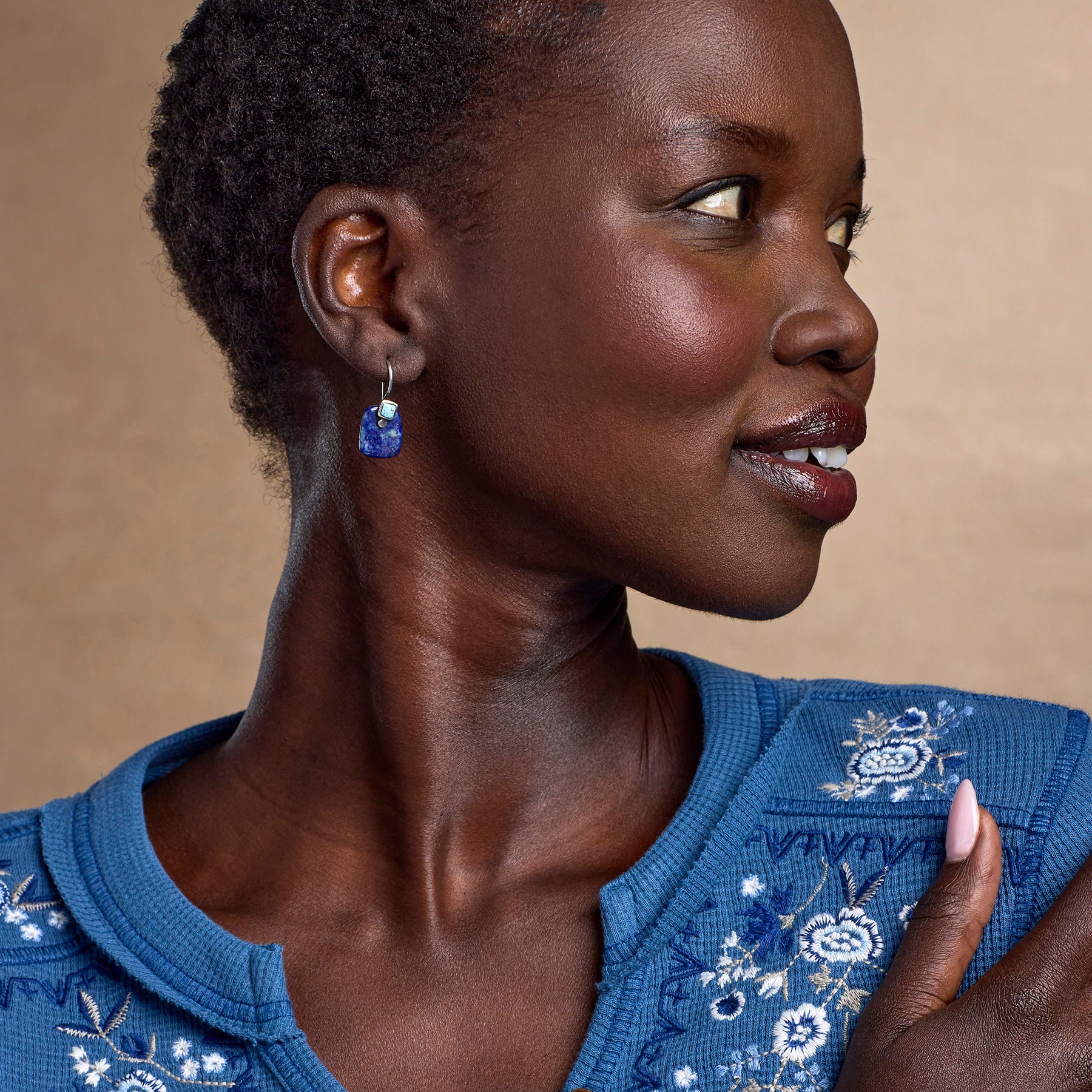 Lapis Tab Earrings