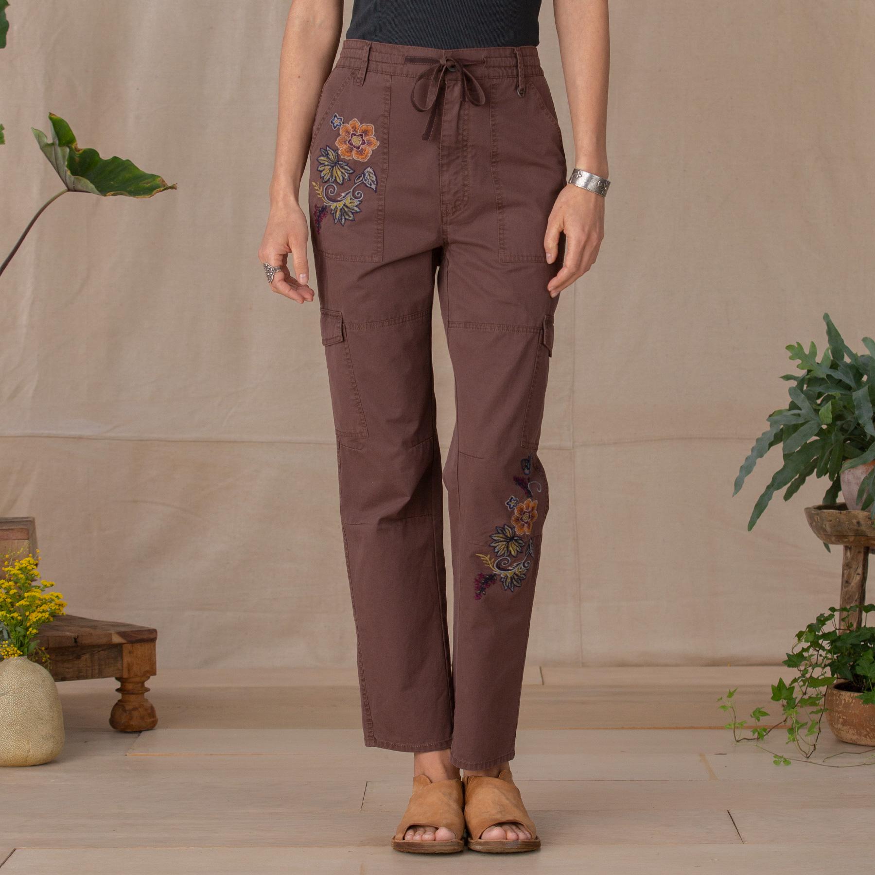 Natalia Embroidered Pants, Petite
