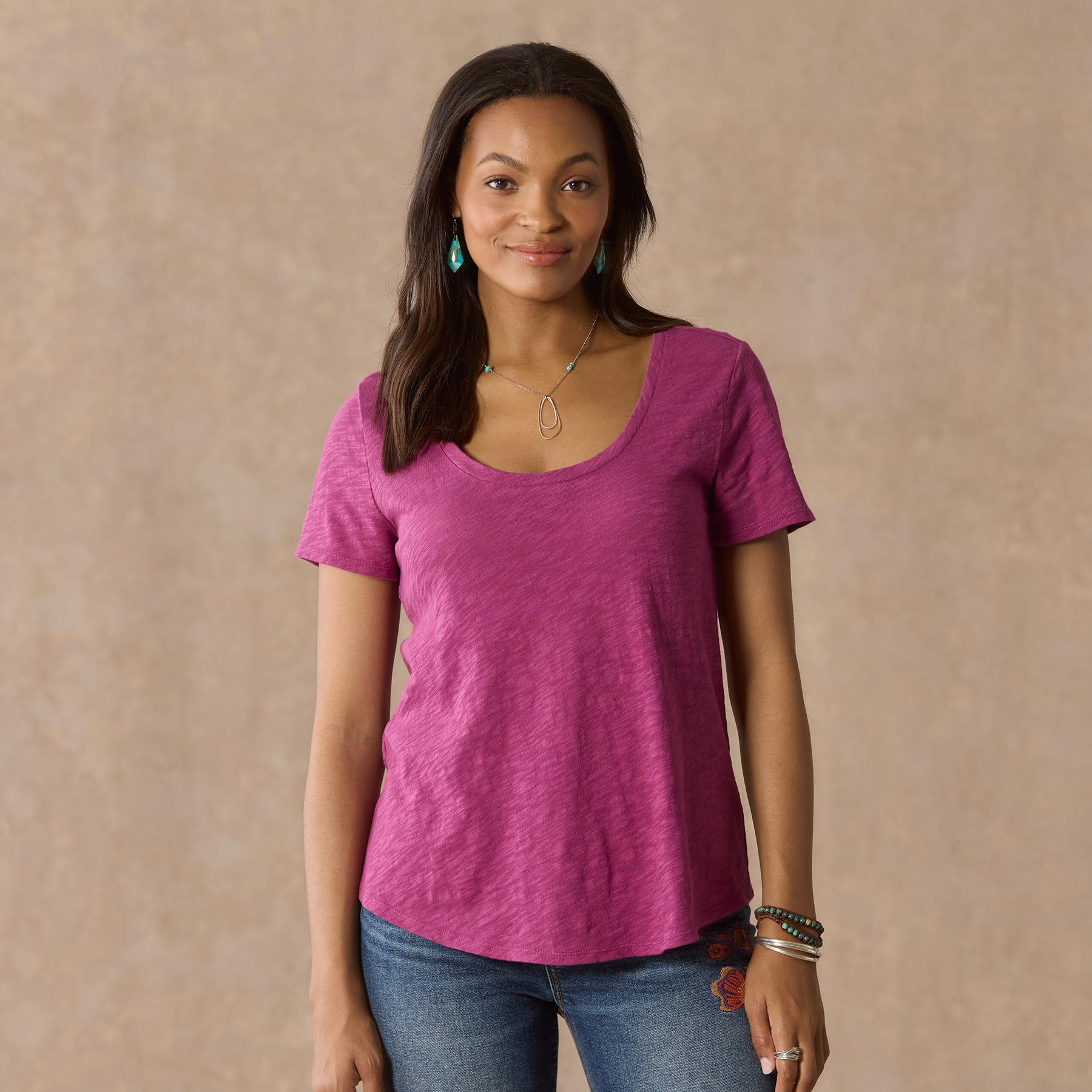 Ultimate Airy Slub Scoopneck Tee, Petite | Sundance Outlet