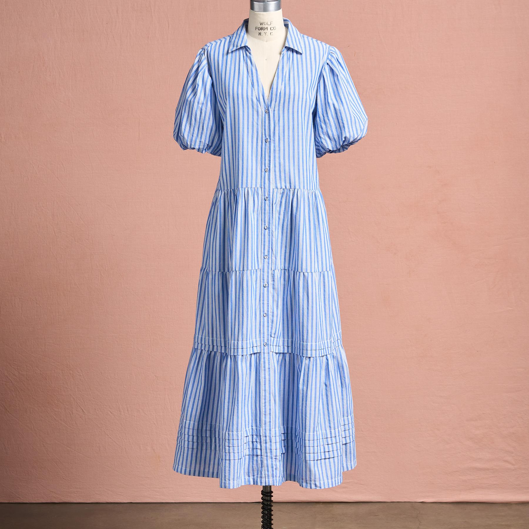 Abrielle Striped Shirt Dress
