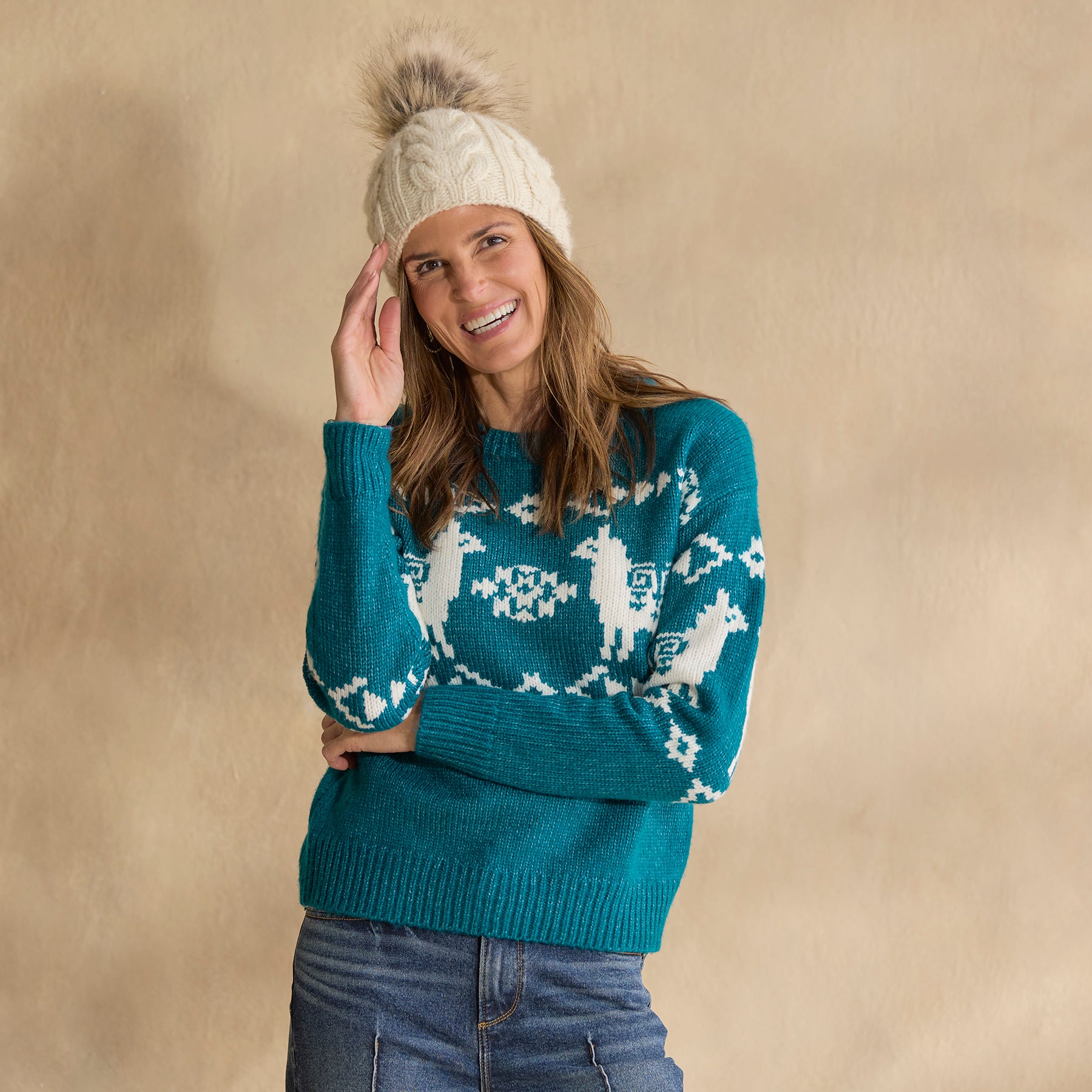 Spirited Llama Sweater, Petite | Sundance Outlet