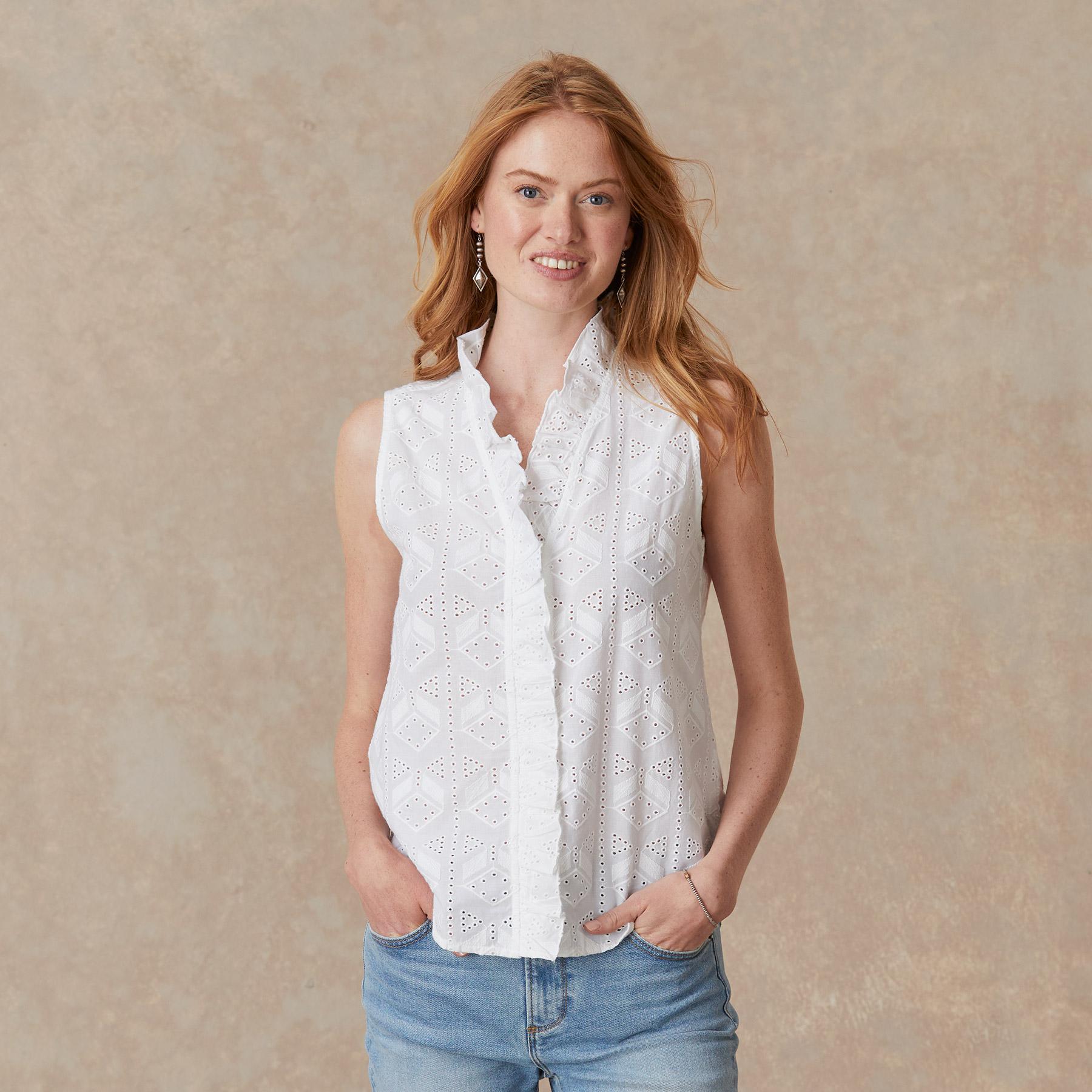 Sienna Ruffle Eyelet Top | Sundance Outlet