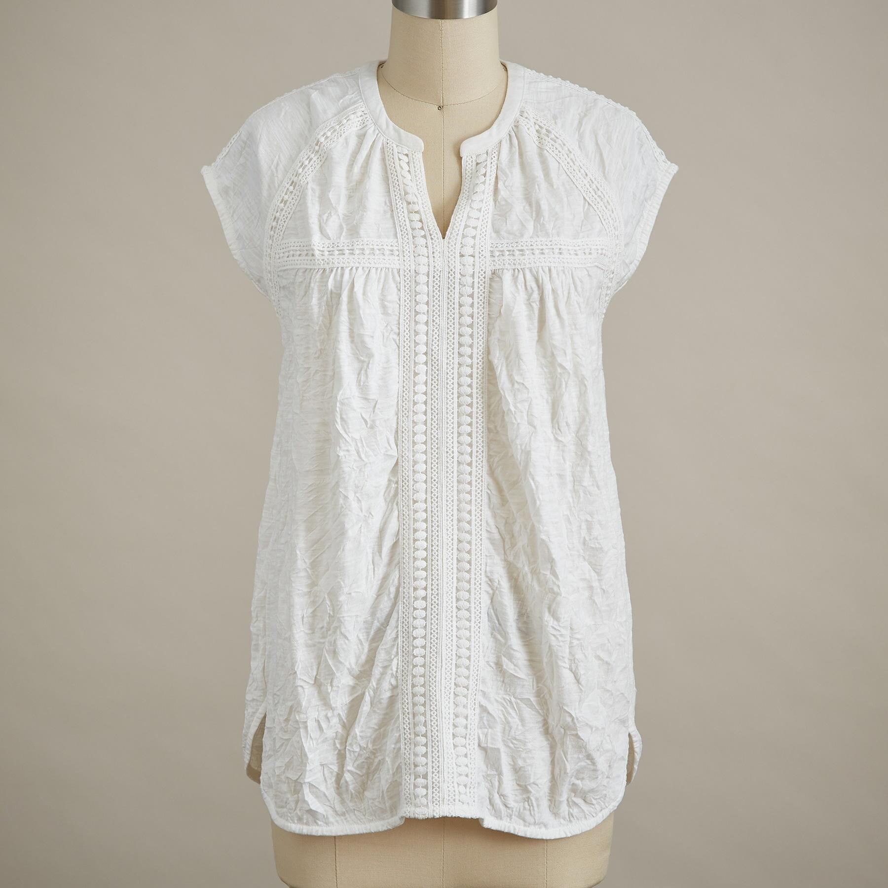 Romance Textured Short Sleeve Tee, Petite