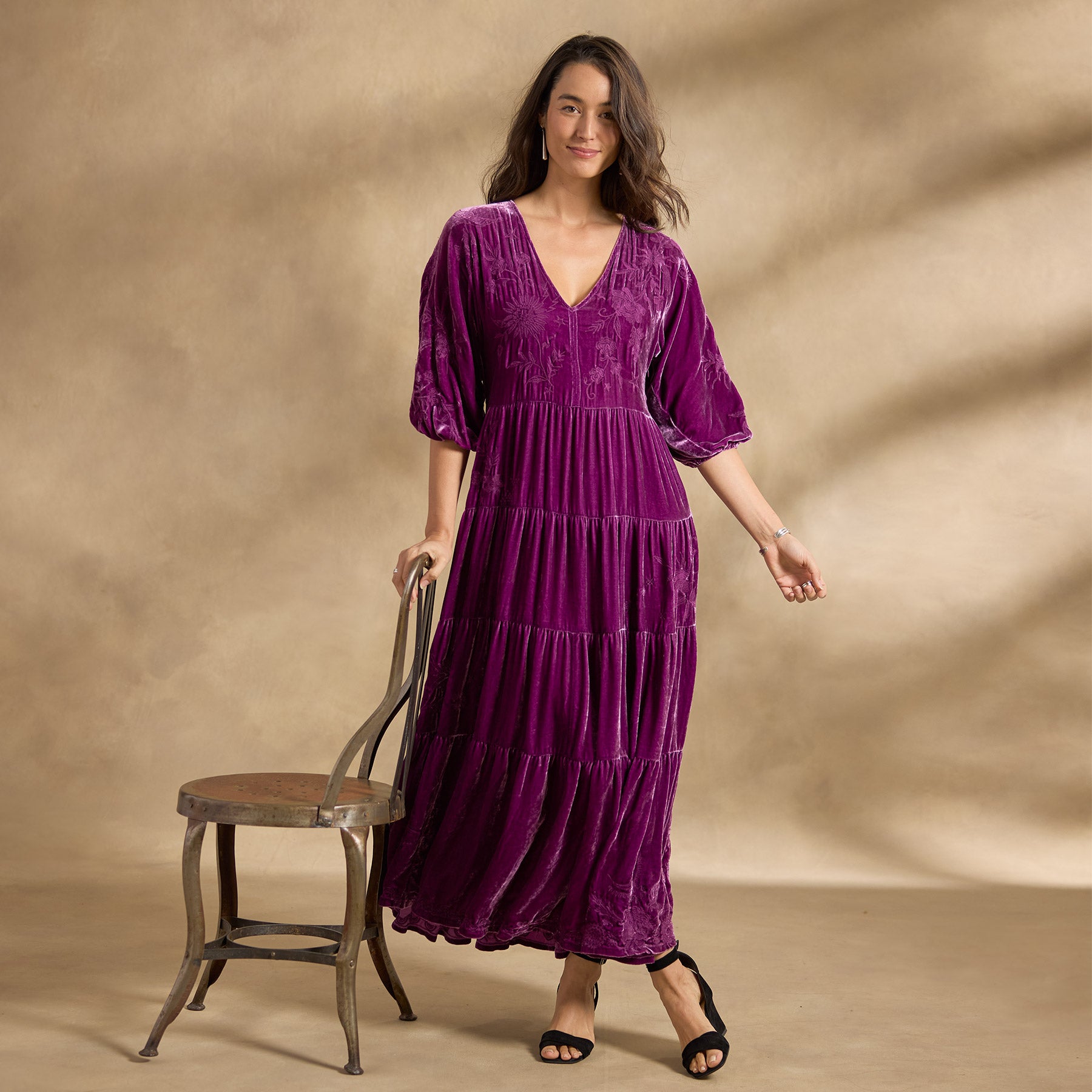 Velvet Dolman Tiered Dress | Sundance Outlet