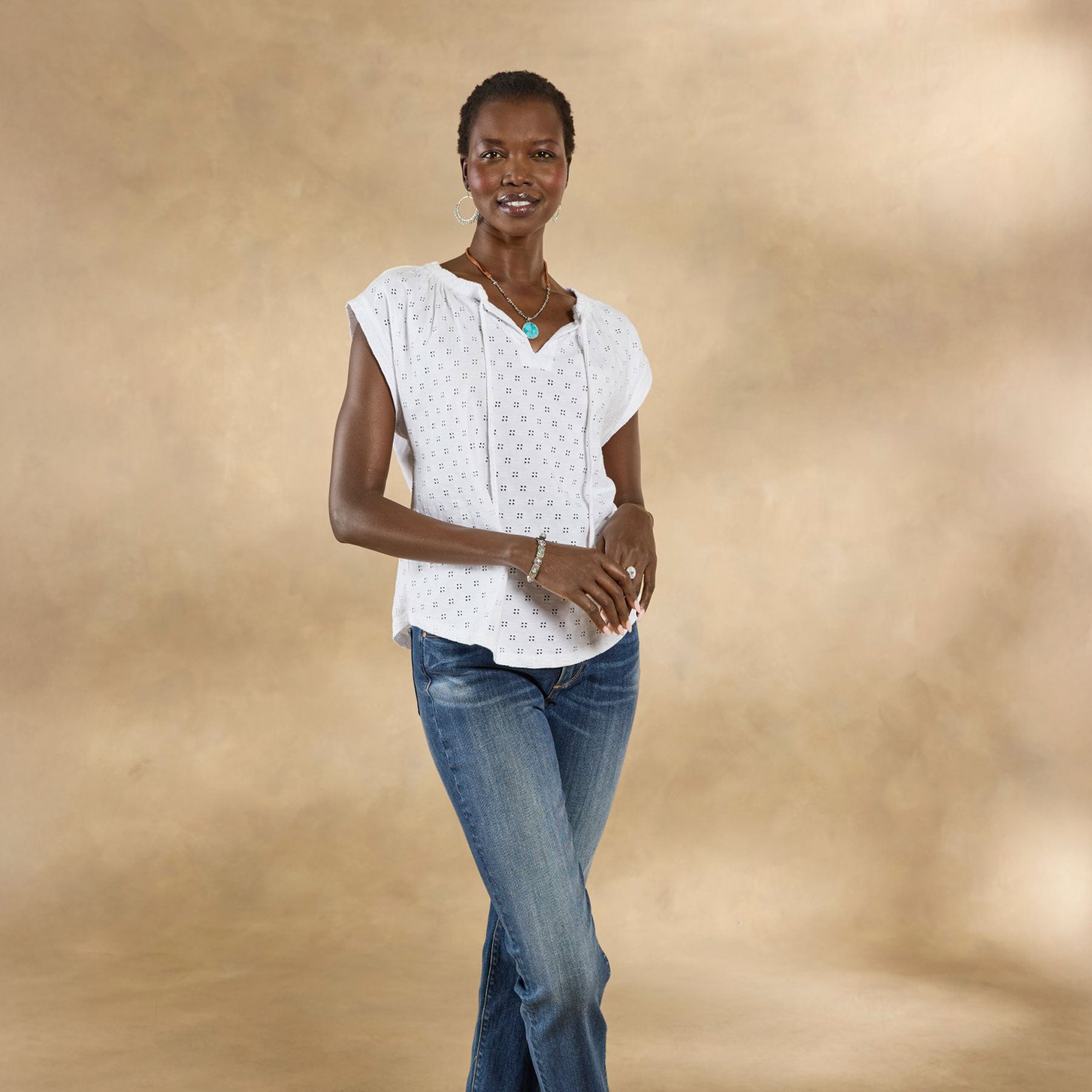 Gia Eyelet Tee