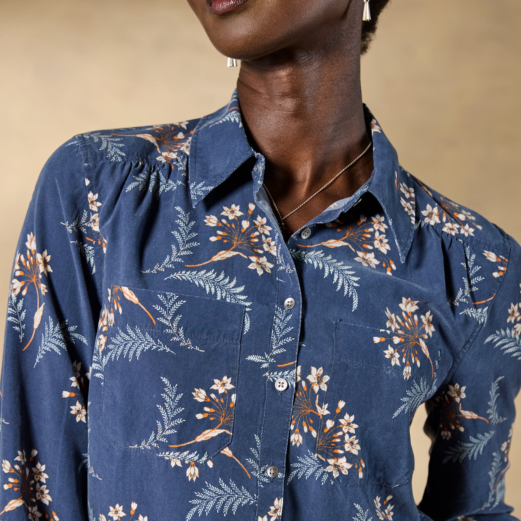 Ryleigh Mixed-Print Shirt, Petite