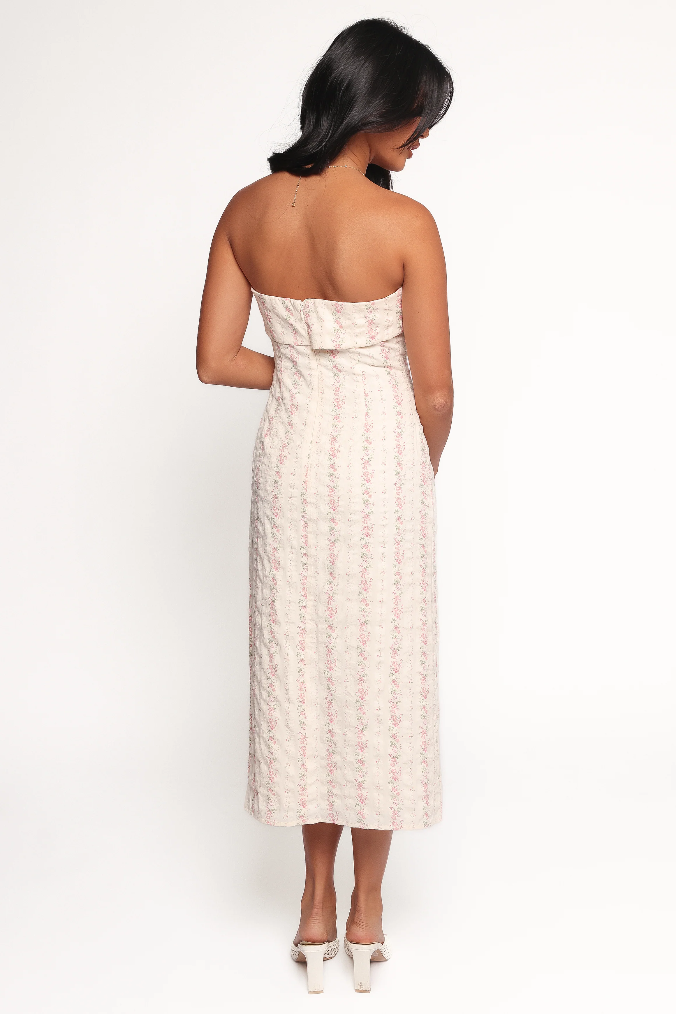 Norma Strapless Midi Dress - Pink Floral