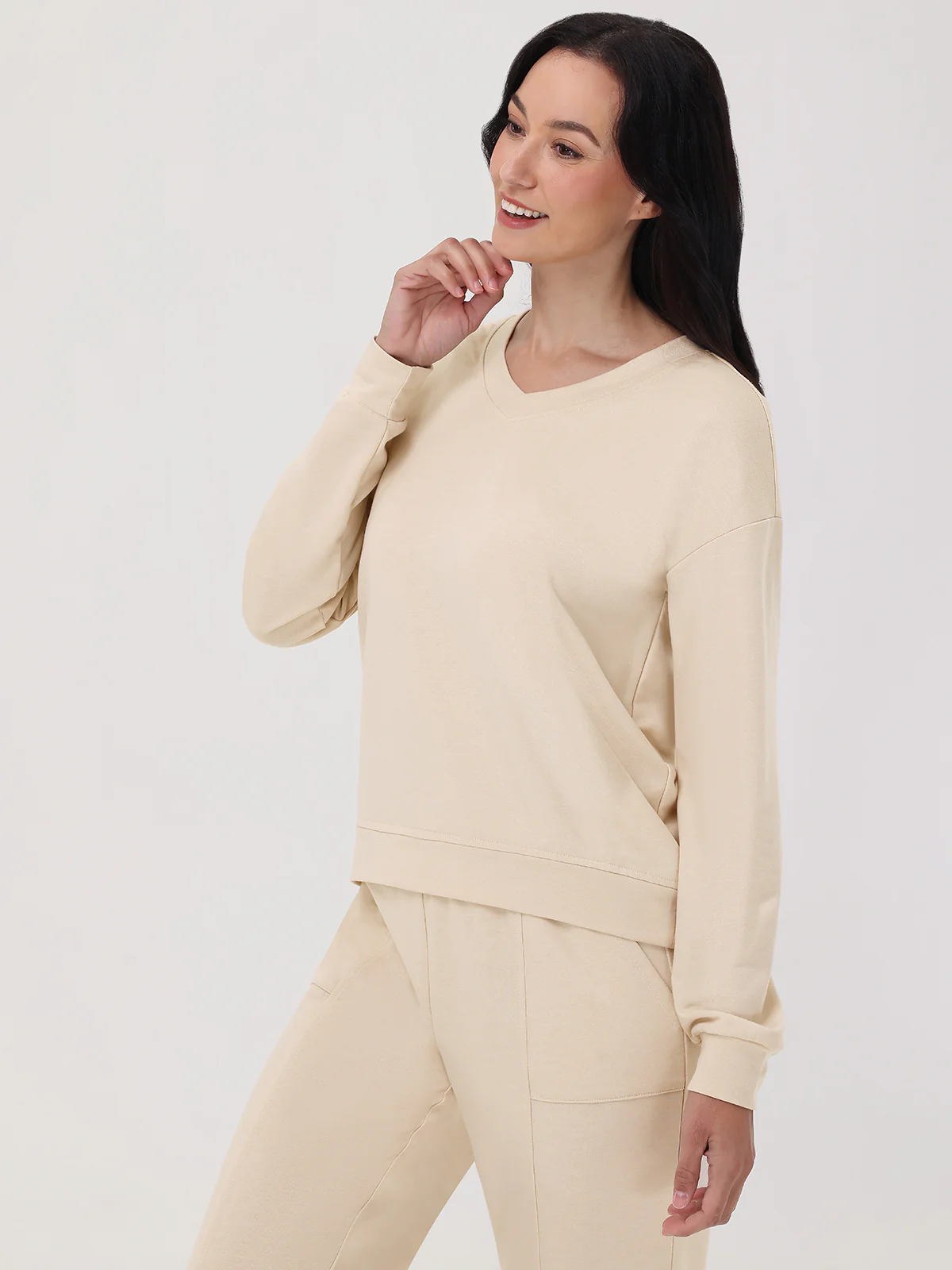 French Terry V-Neck Sweatshirt