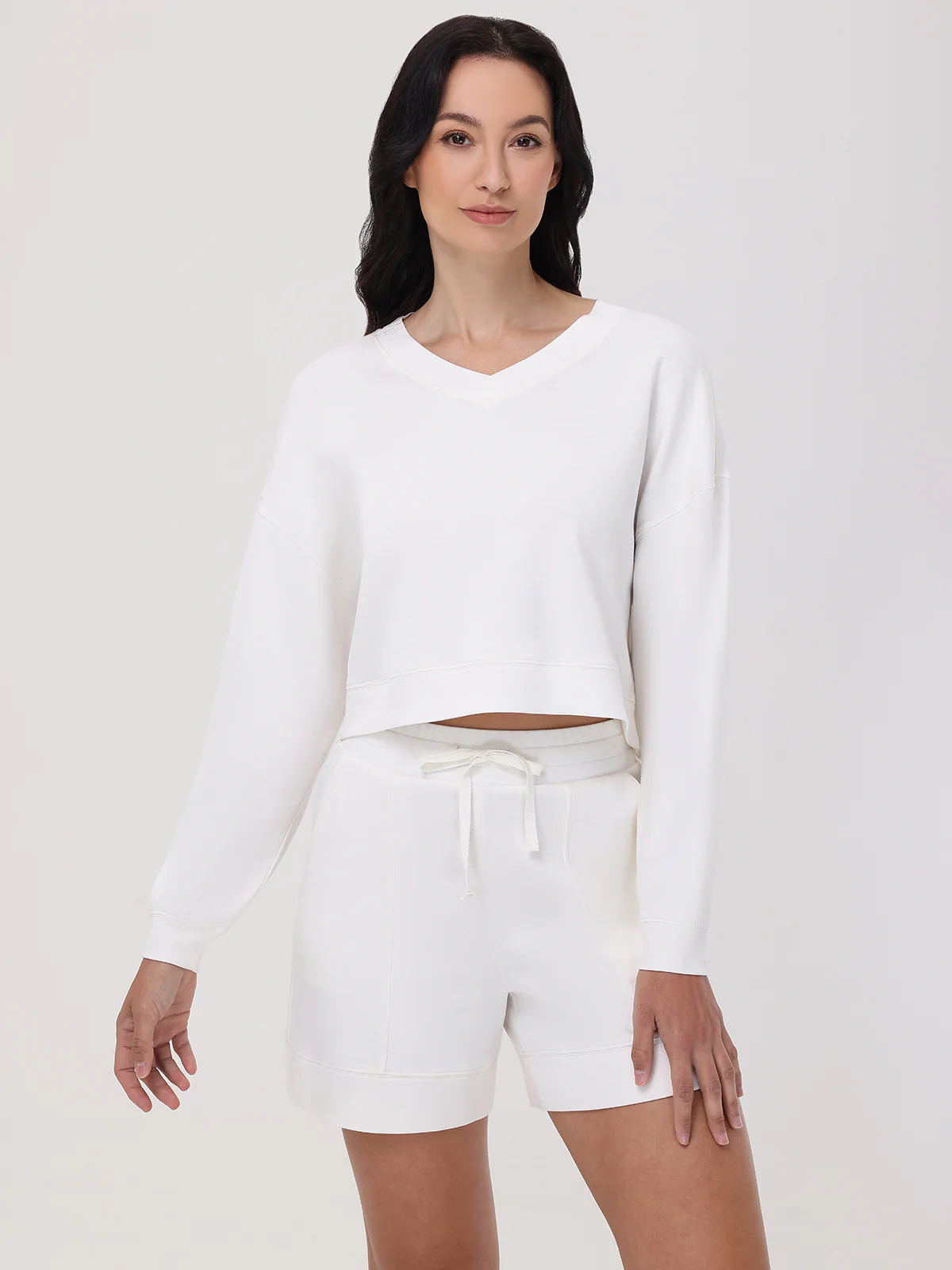 V-Neck Crop Sweatshirt