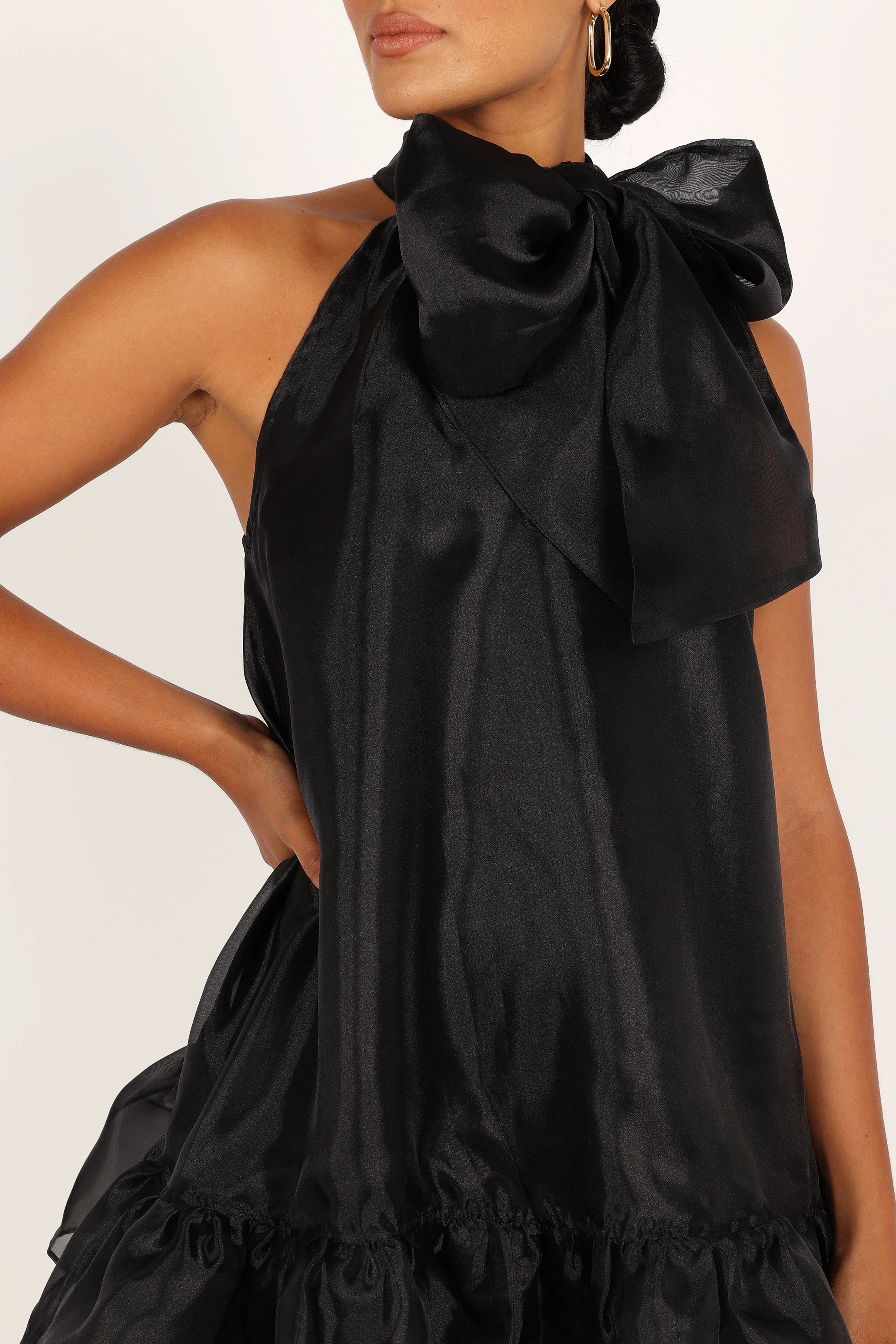 Sophia Bow Mini Dress - Black