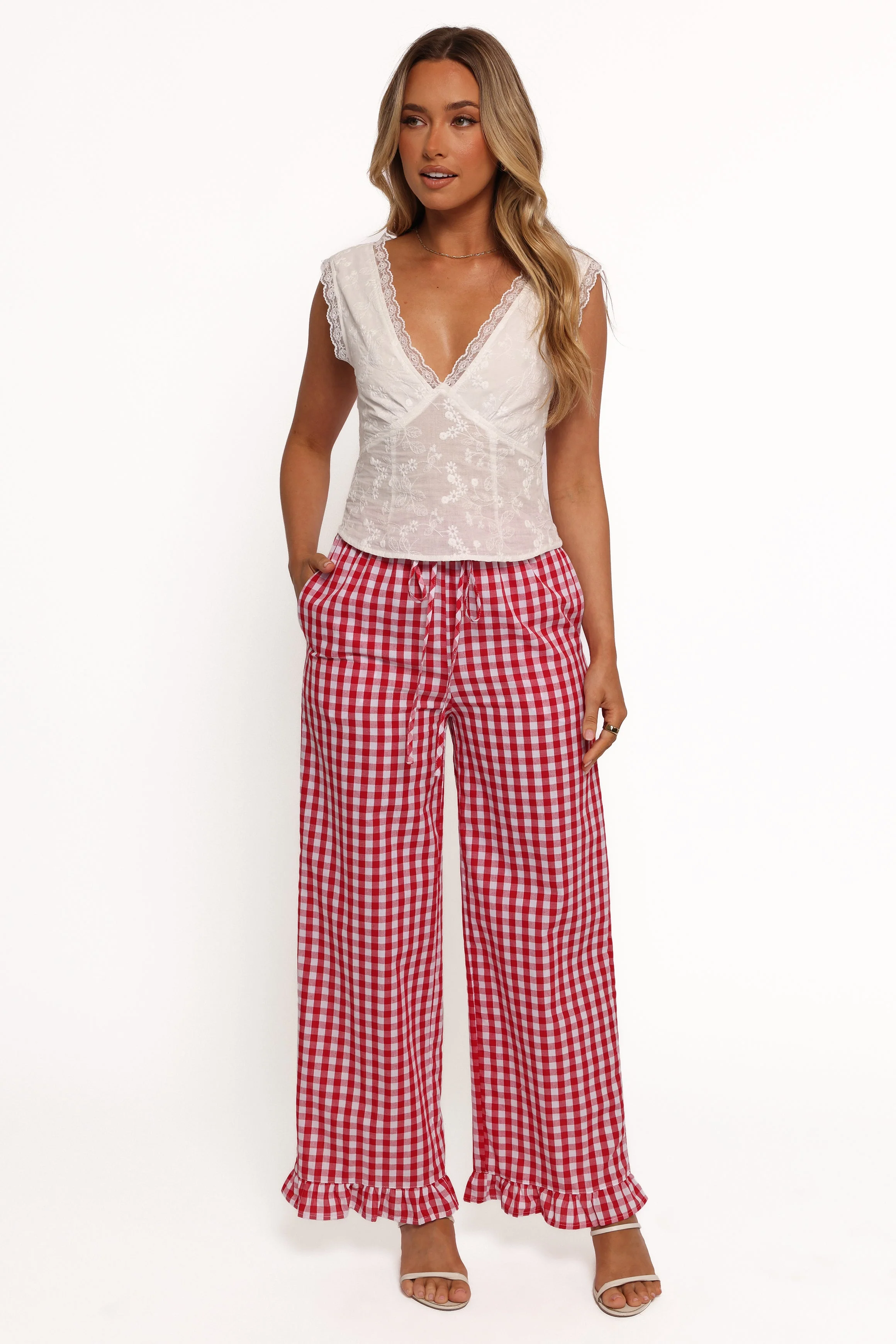 Marina Pant - Red Gingham