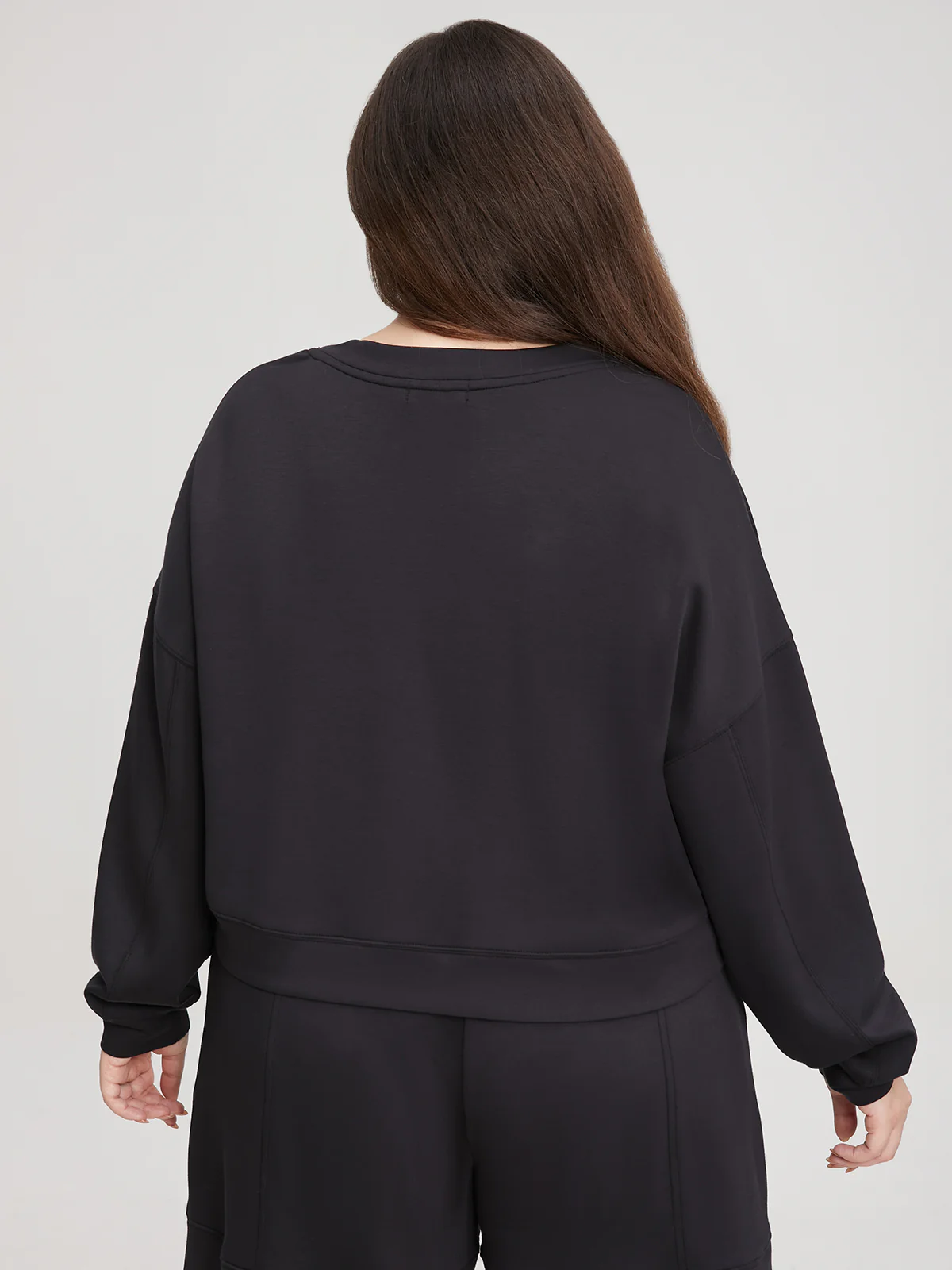 Plus V-Neck Crop Sweatshirt