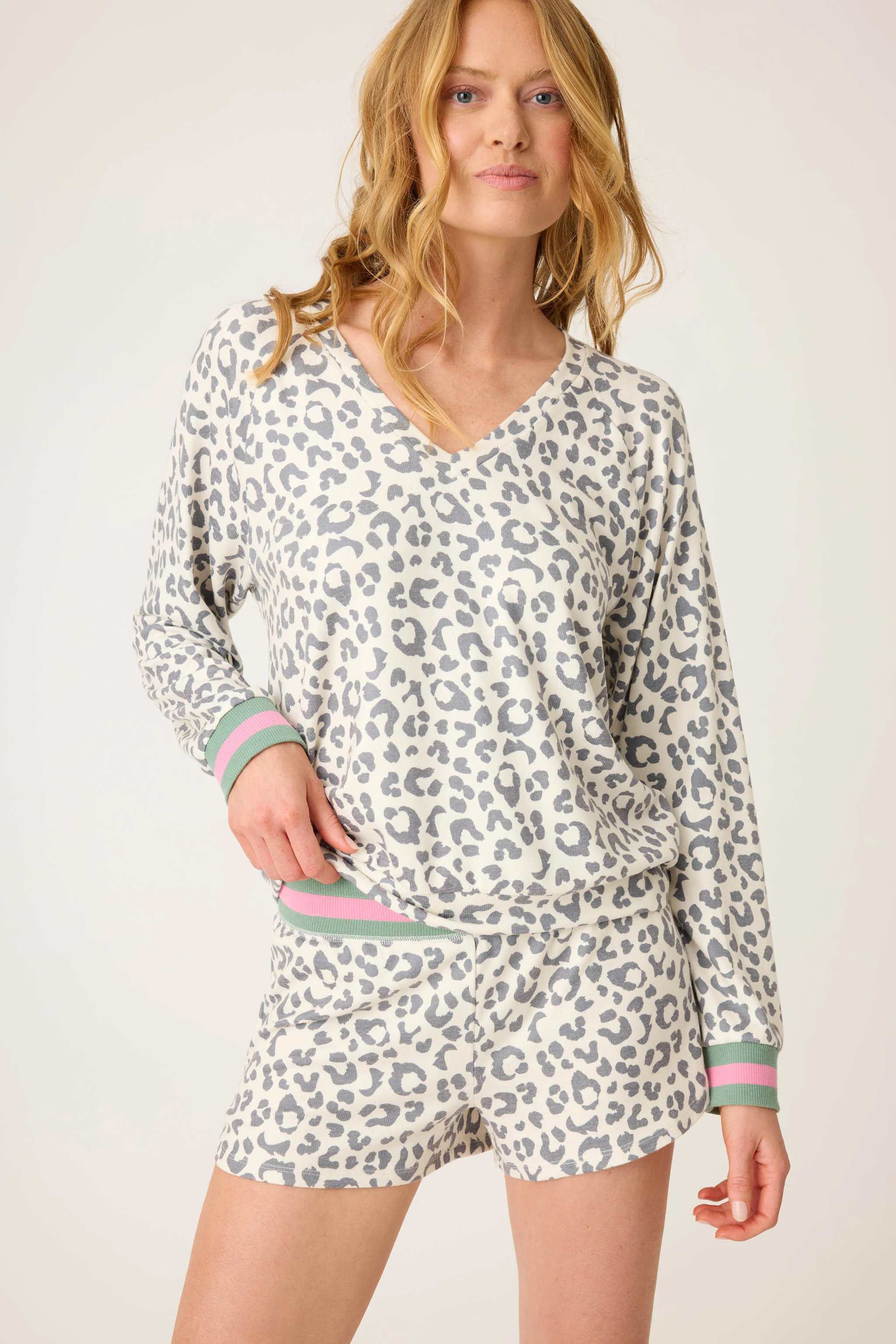 Life In Leopard V-Neck Long Sleeve Top