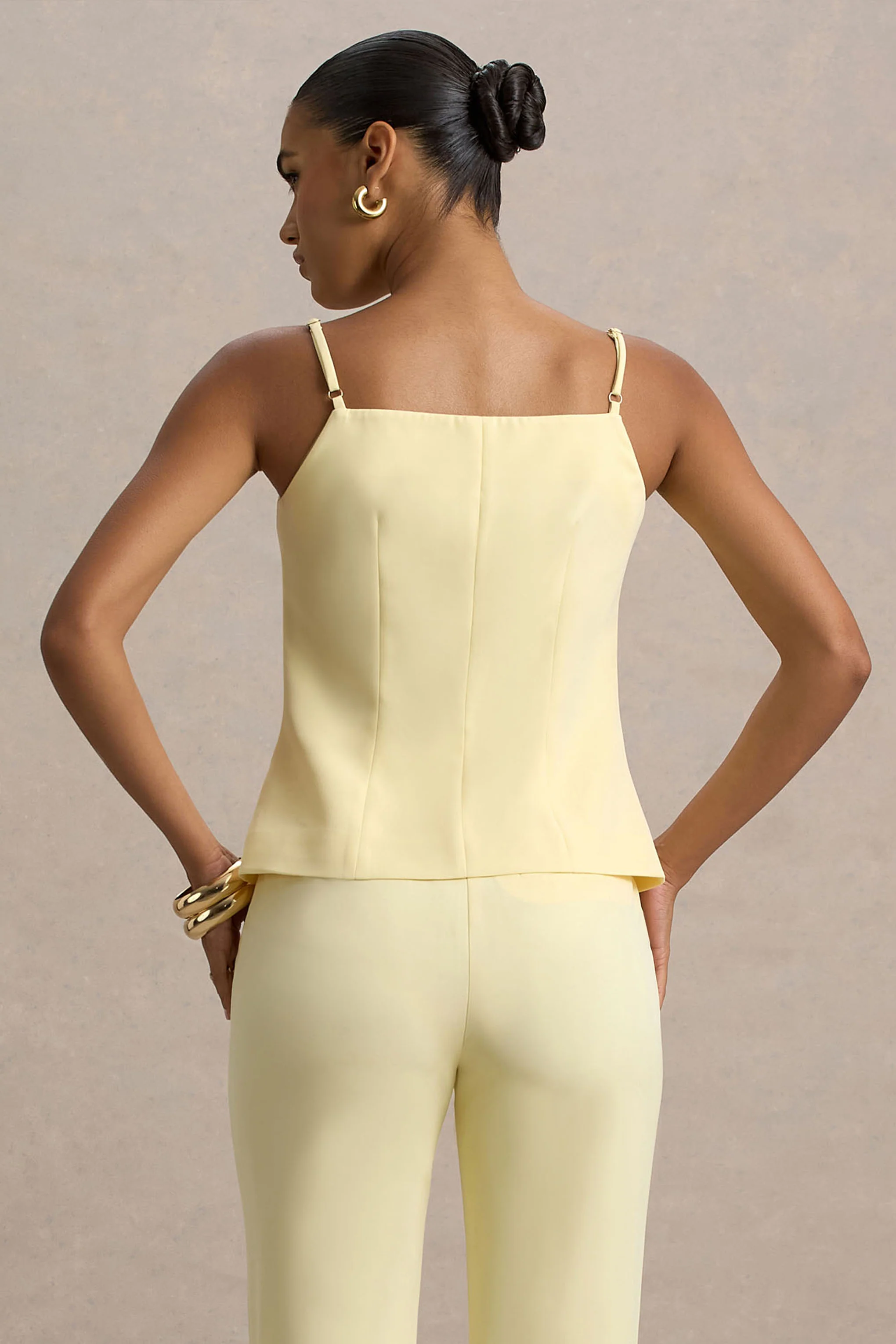 Nellie | Lemon Tailored Button-Up Top