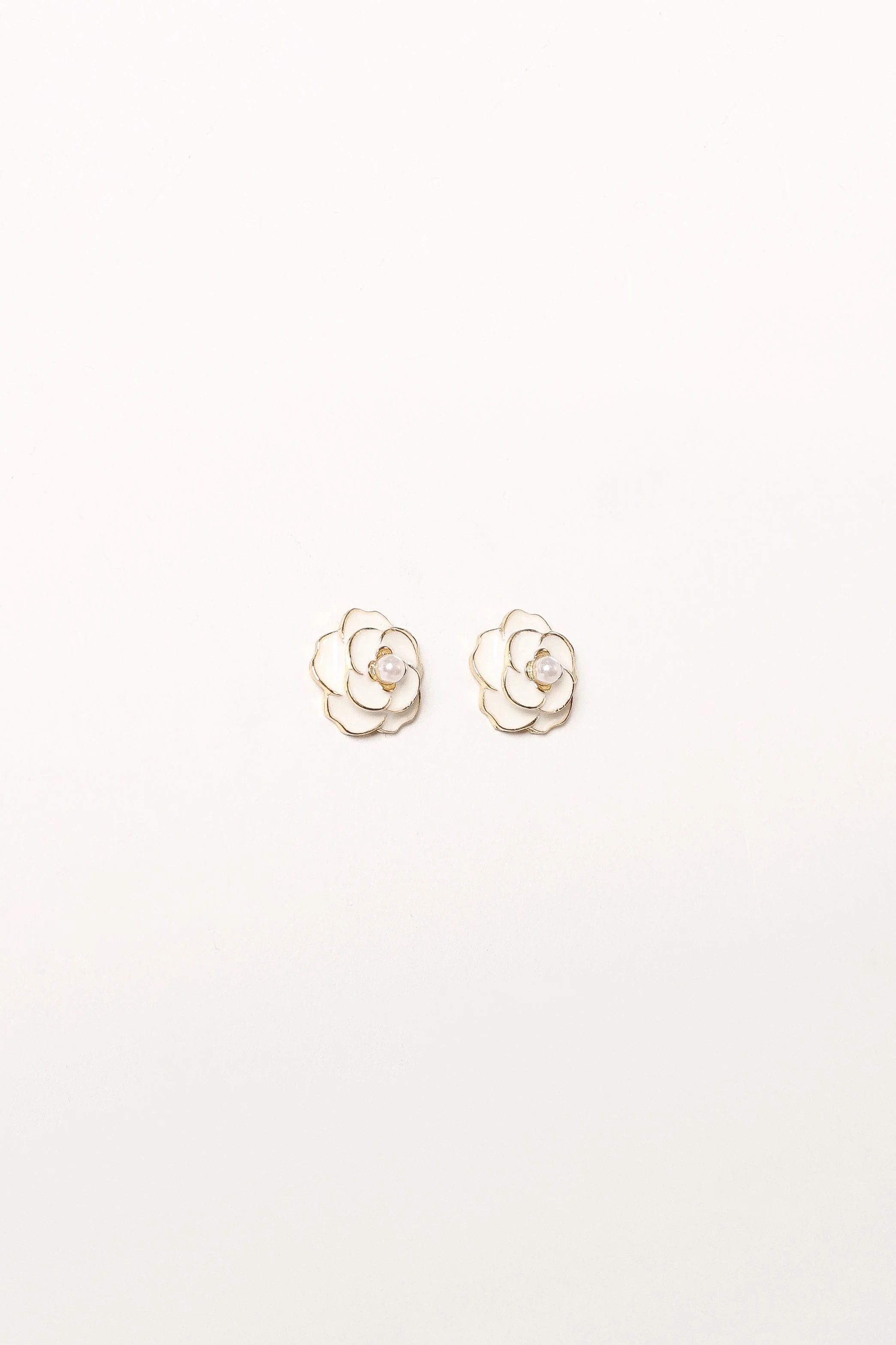 Reina Flower Earrings - Gold White