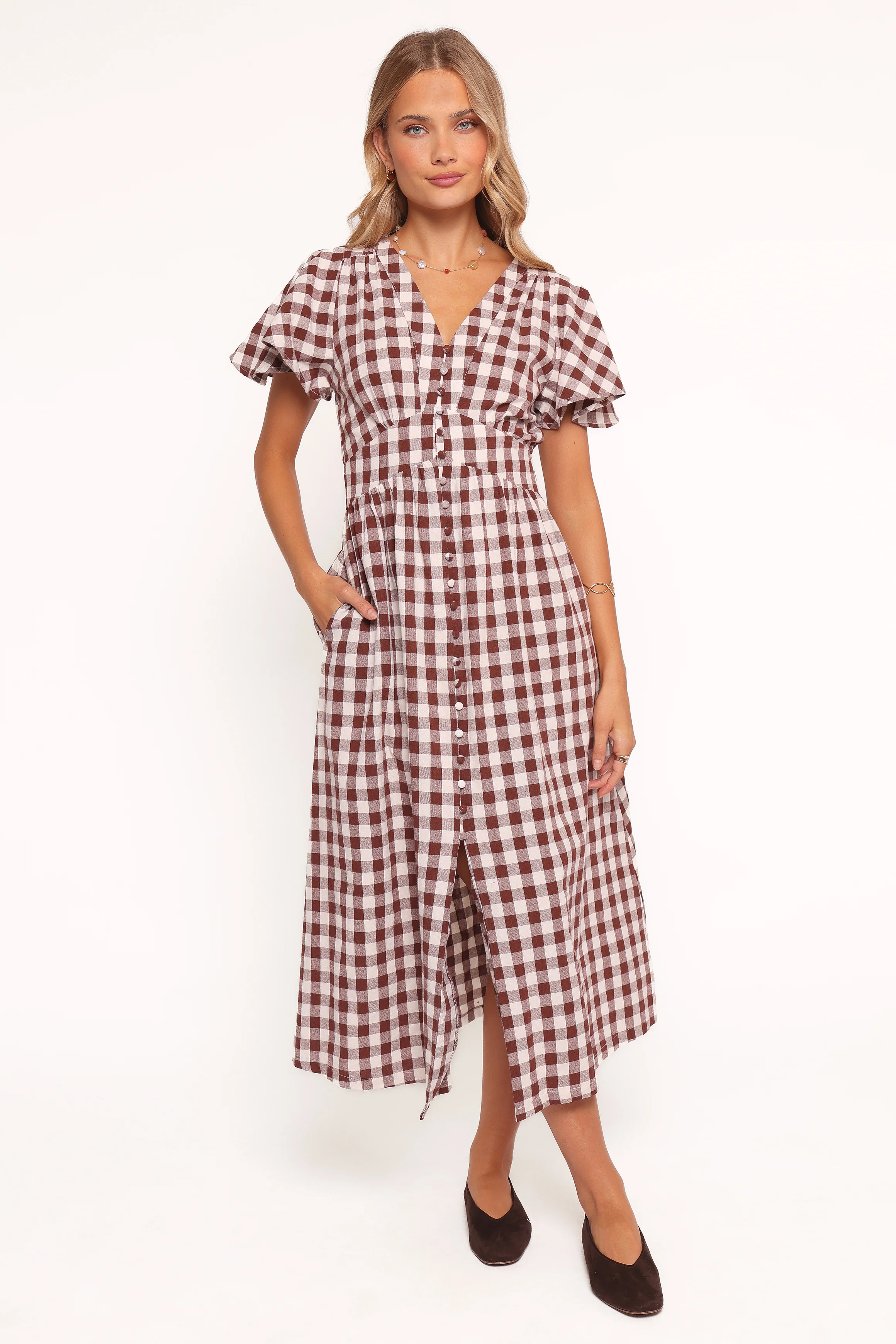 Robinson Maxi Dress - Brown Gingham