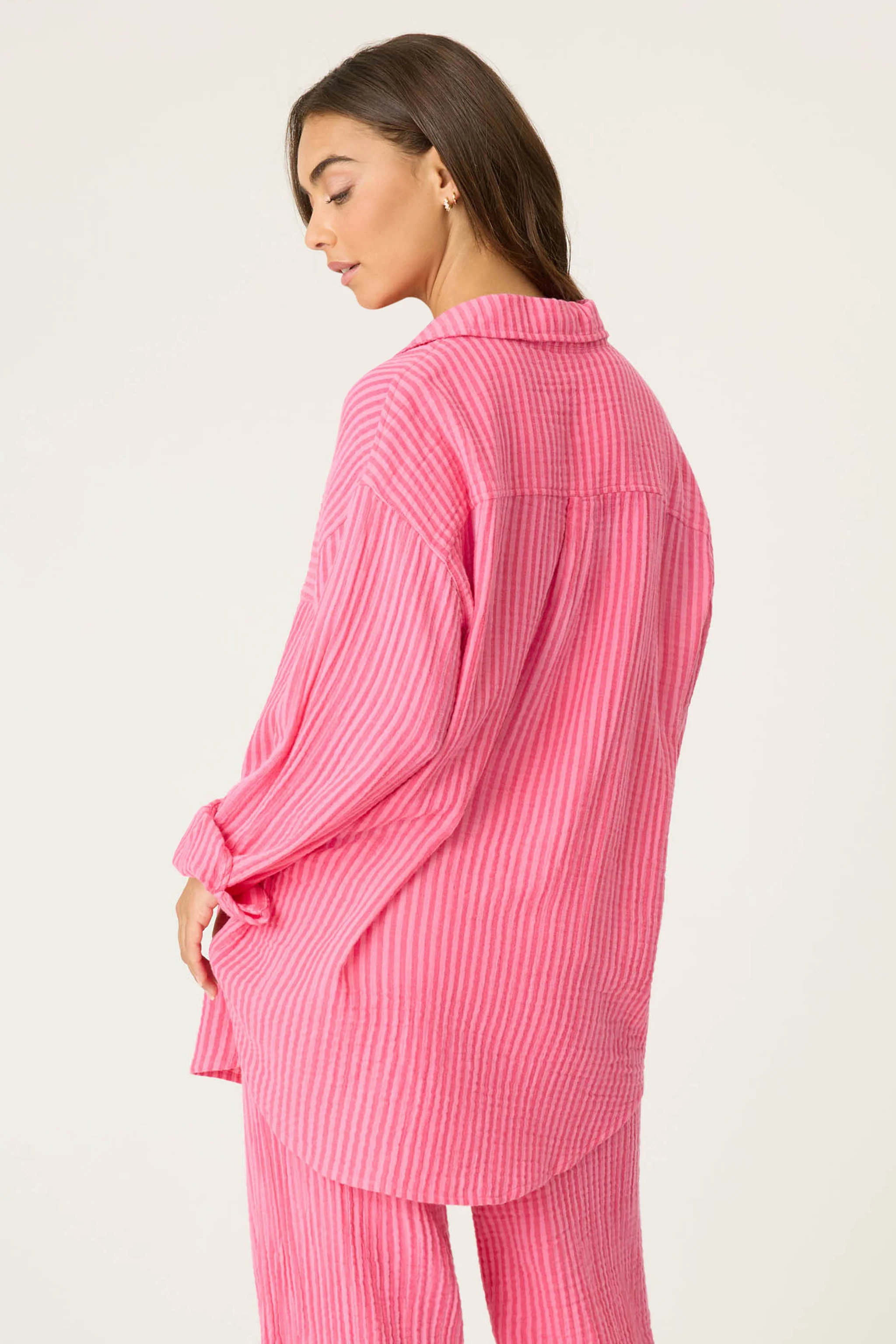 Back From The Beach Striped Gauze Shirt